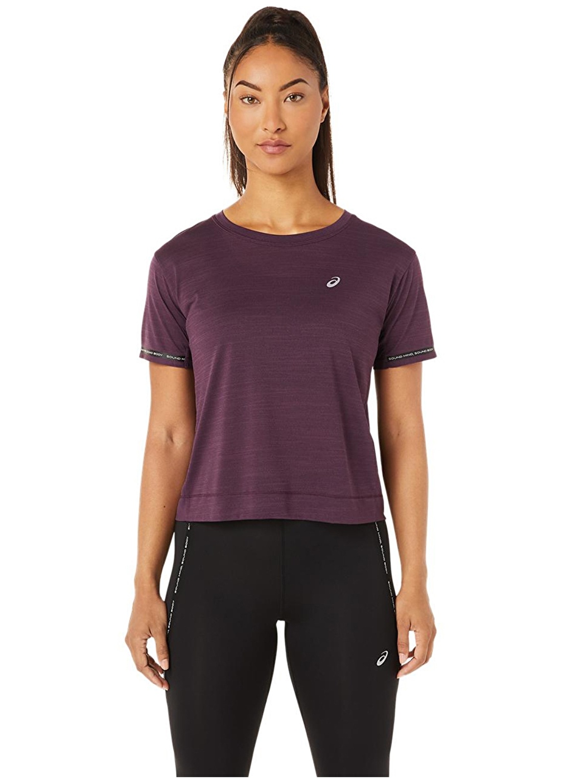 Asics 2012C226-500 Race Crop Top O Yaka Normal Kalıp Düz Mavi Kadın T-Shirt