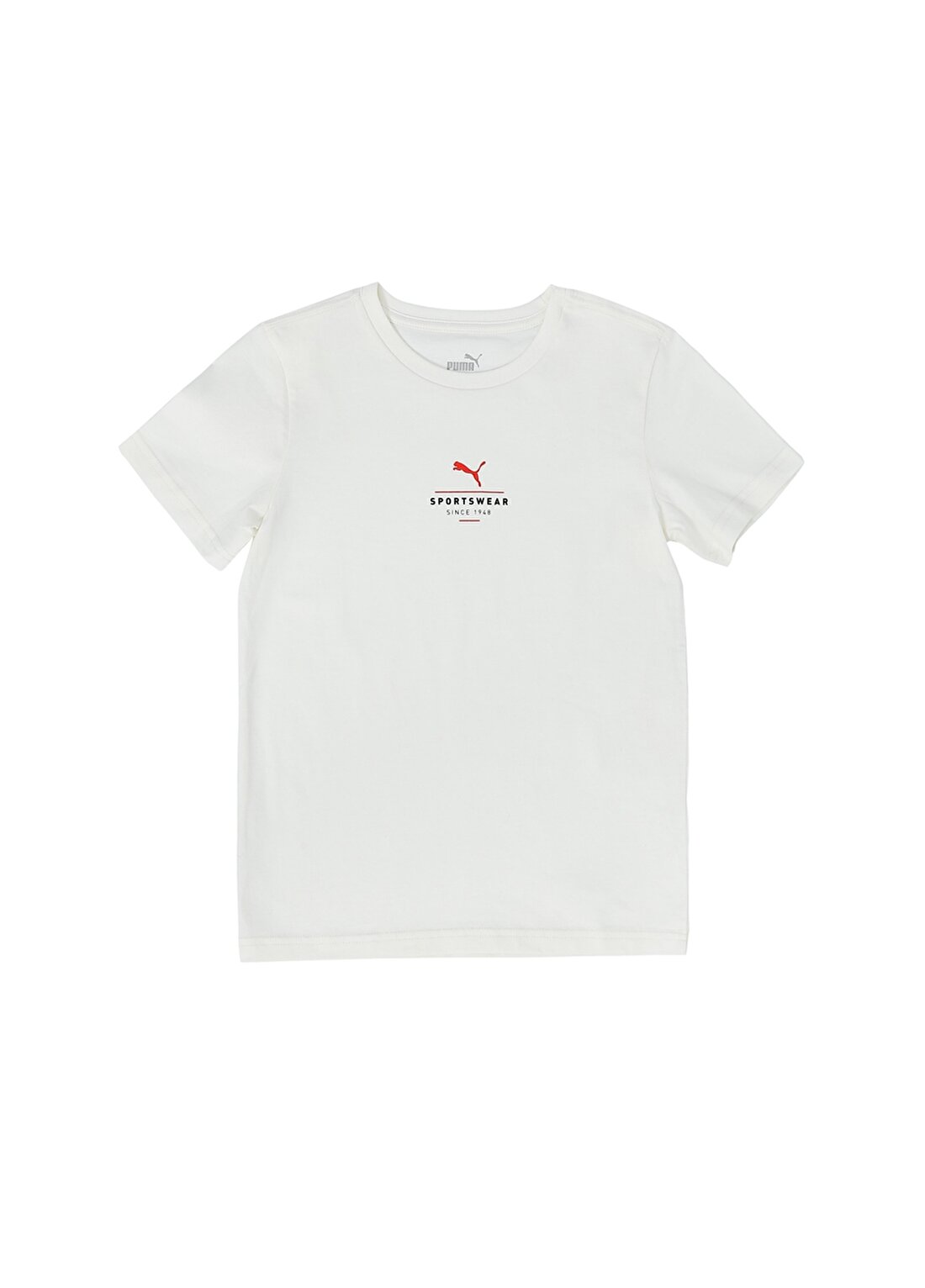 Puma 67393101 Boy''s Graphic Tee Bisiklet Yaka Standart Kalıp Baskılı Beyaz Erkek Çocuk T-Shirt