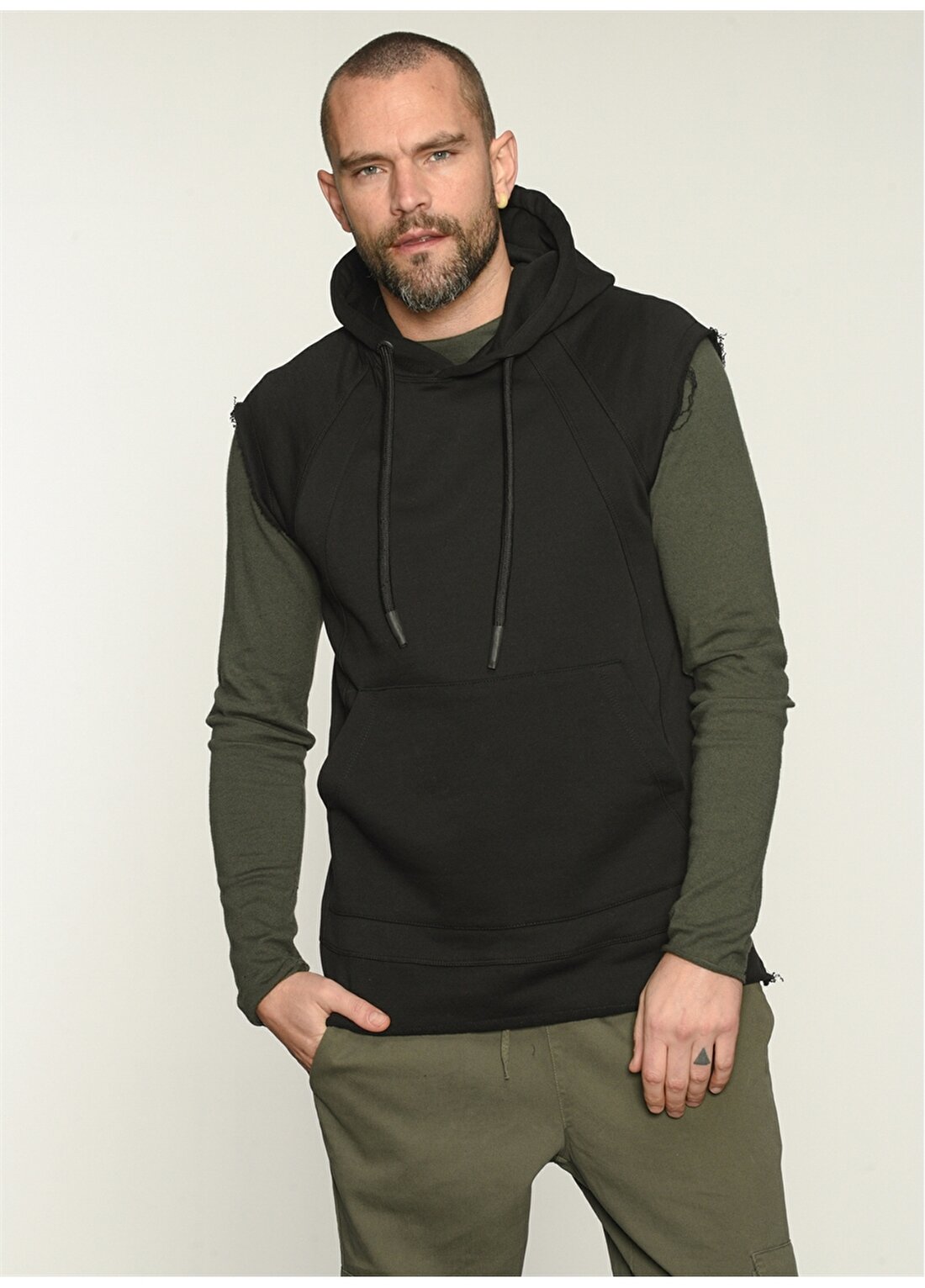 People By Fabrika PFESS22SW0002 Slim Fit Düz Siyah Erkek Sweatshirt