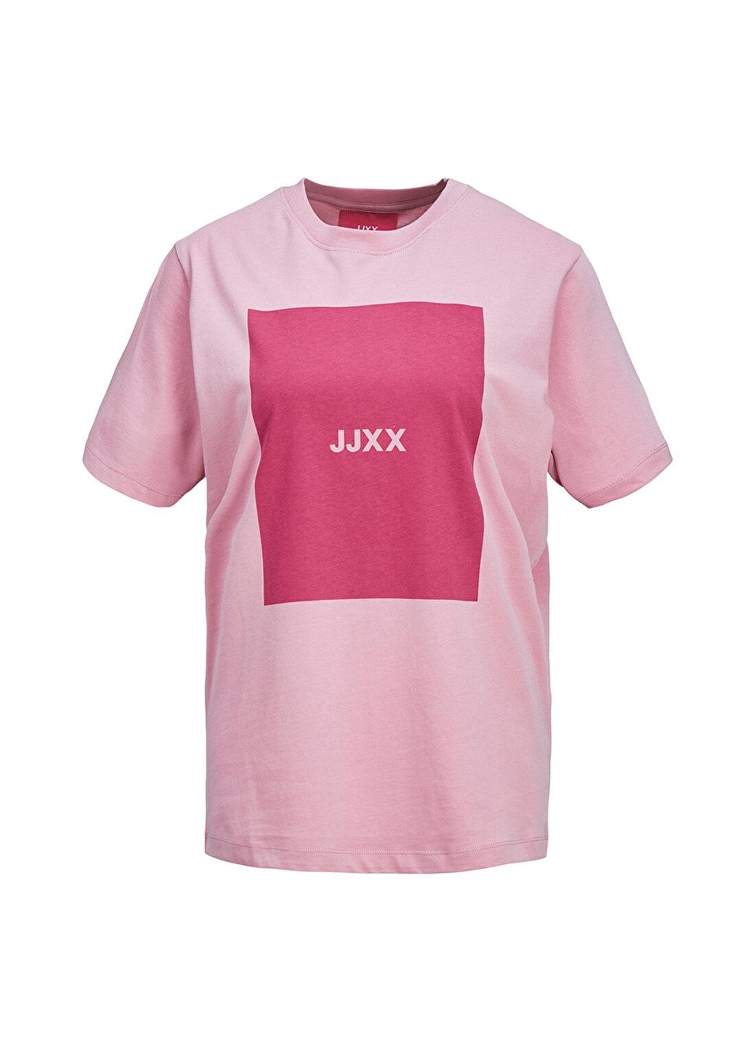 JJXX Jxamber Ss Relaxed Every Square Teyuvarlak Yaka Rahat Kalıp Baskılı Pembe Kadın T-Shirt