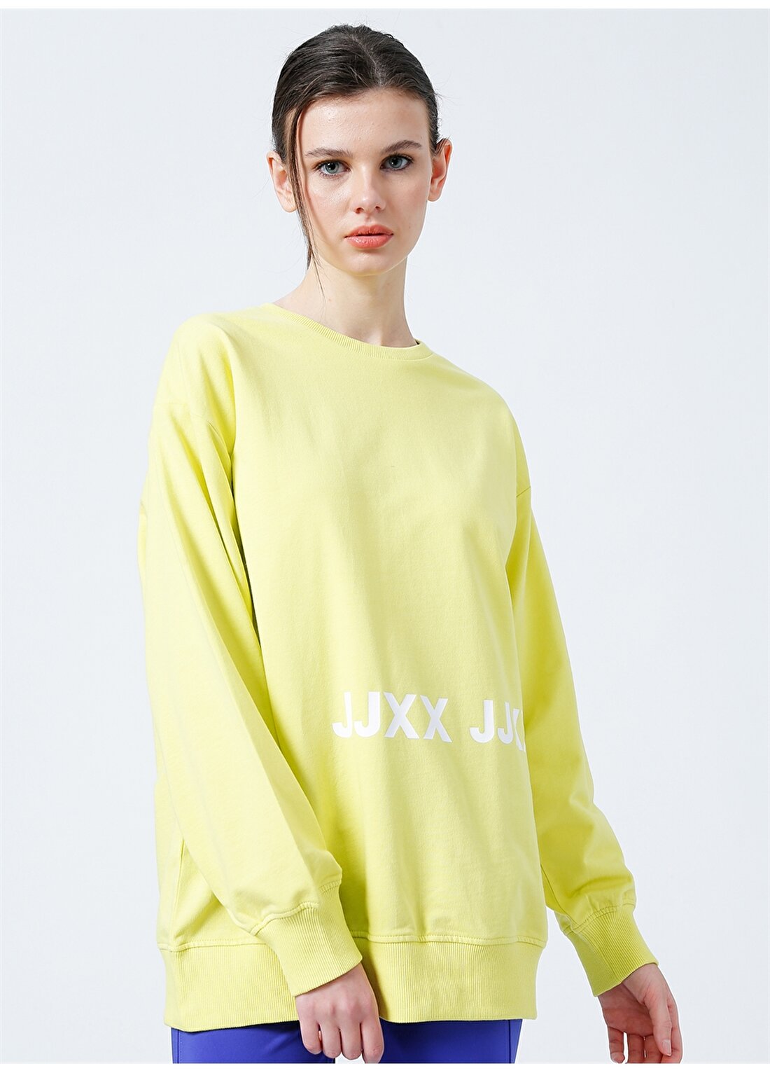 JJXX Yuvarlak Yaka Rahat Kalıp Düz Sarı Kadın Sweatshirt - Jxadalie Ls Loose Sweat By