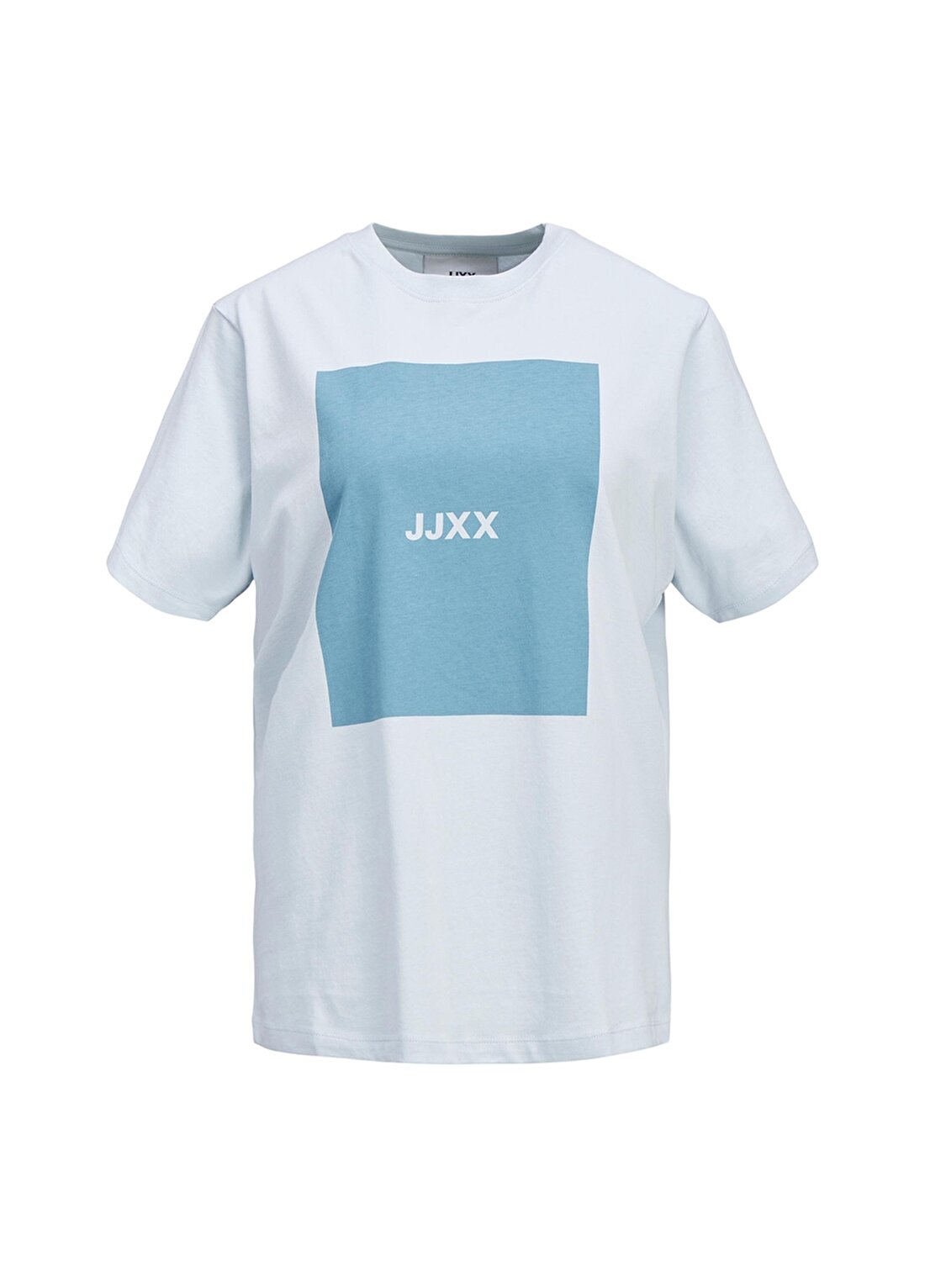 JJXX Jxamber Ss Relaxed Every Square Teyuvarlak Yaka Rahat Kalıp Baskılı Açıkmavi Kadın T-Shirt