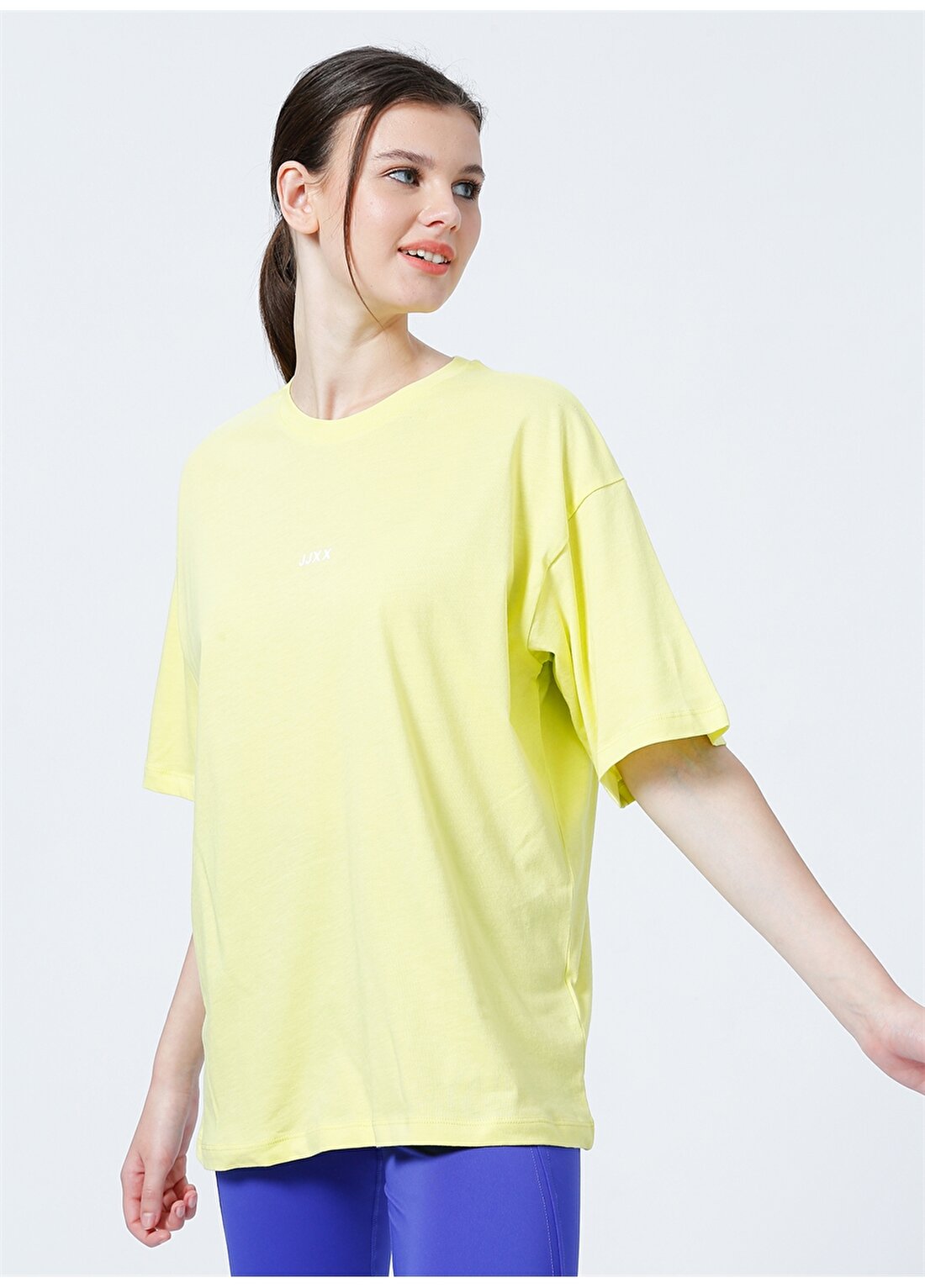 JJXX Yuvarlak Yaka Rahat Kalıp Baskılı Sarı Kadın T-Shirt - Jxandrea Ss Loose Every Tee By