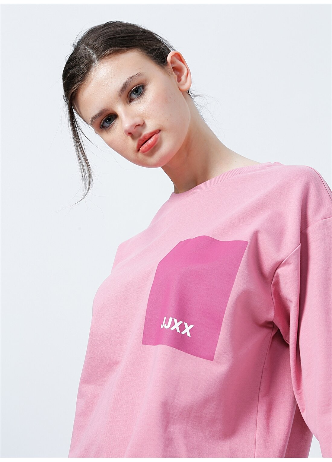 JJXX Yuvarlak Yaka Rahat Kalıp Düz Pembe Kadın Sweatshirt - Jxavery Ls Relaxed Sweat By