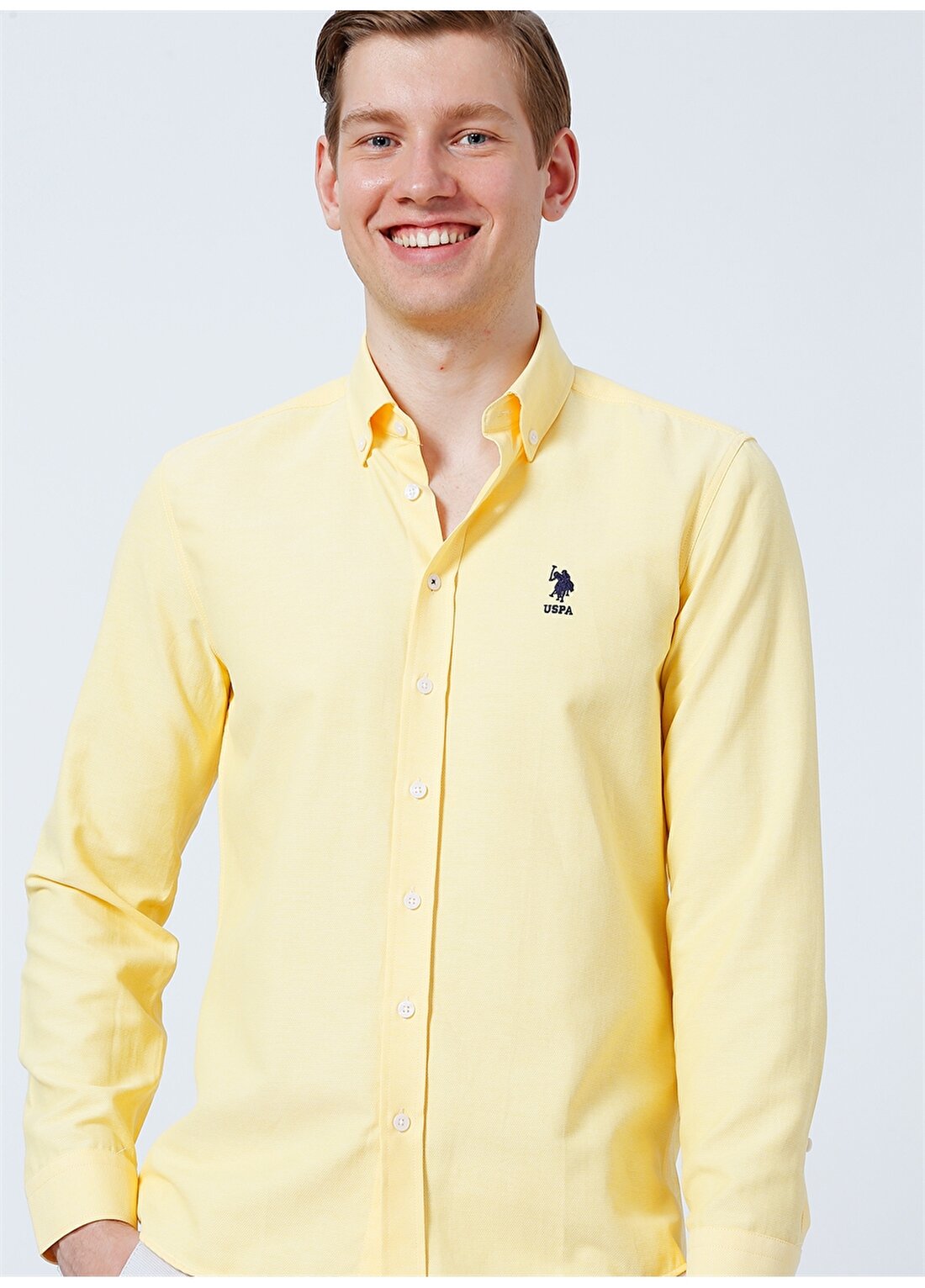 U.S. Polo Assn. Nova022y Düğmeli Slim Fit Sarı Erkek Gömlek