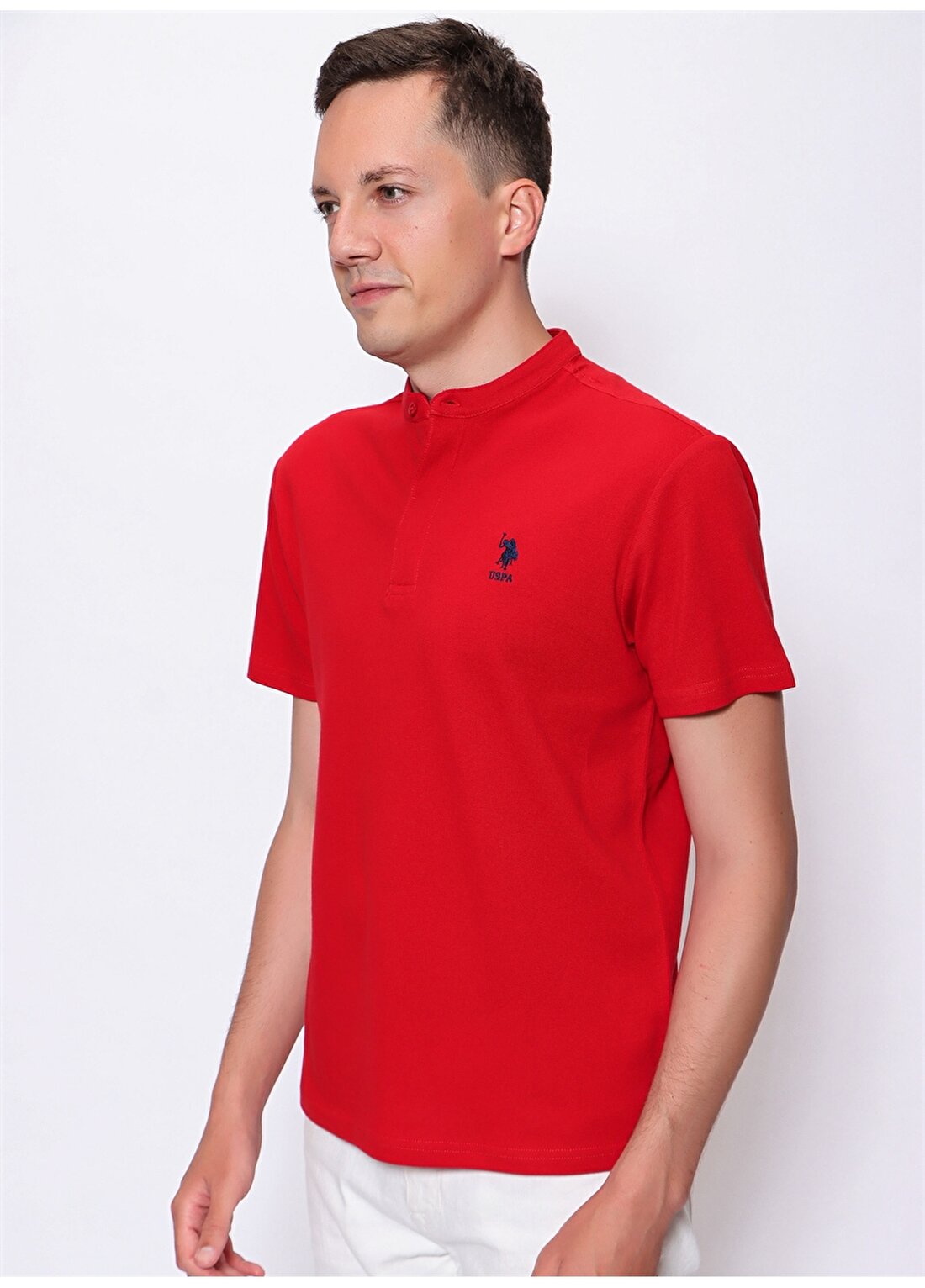 U.S. Polo Assn. V Yaka Regular Fit Kırmızı Erkek T-Shirt - SANCHOIY022