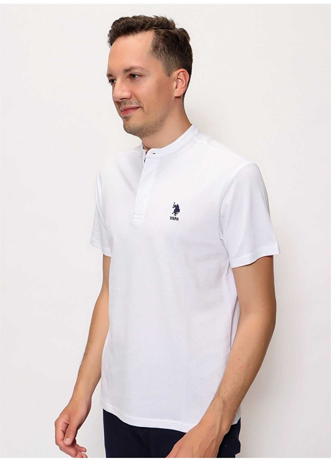 U.S. Polo Assn. SANCHOIY022 V Yaka Regular Fit Beyaz Erkek T-Shirt