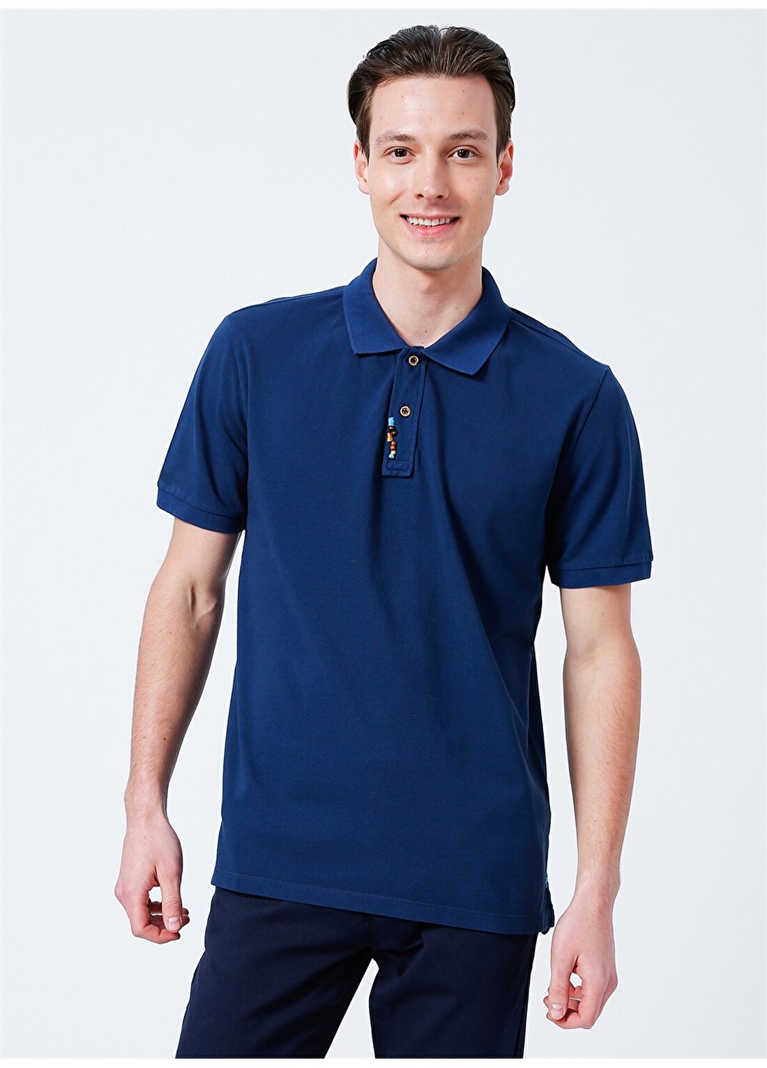 Network Polo Yaka Düz Lacivert Erkek Polo T-Shirt 1082059