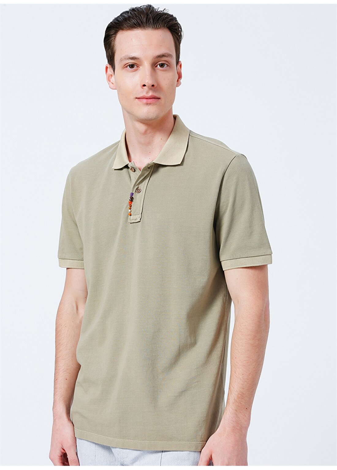 Network Polo Yaka Düz Yağ Yeşili Erkek Polo T-Shirt 1082059