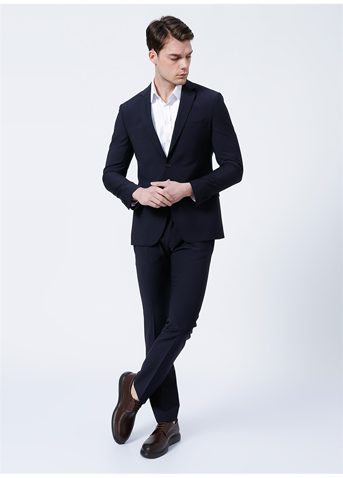 Network Ceket Yaka Slim Fit Düz Lacivert Erkek Takım Elbise - 1083092