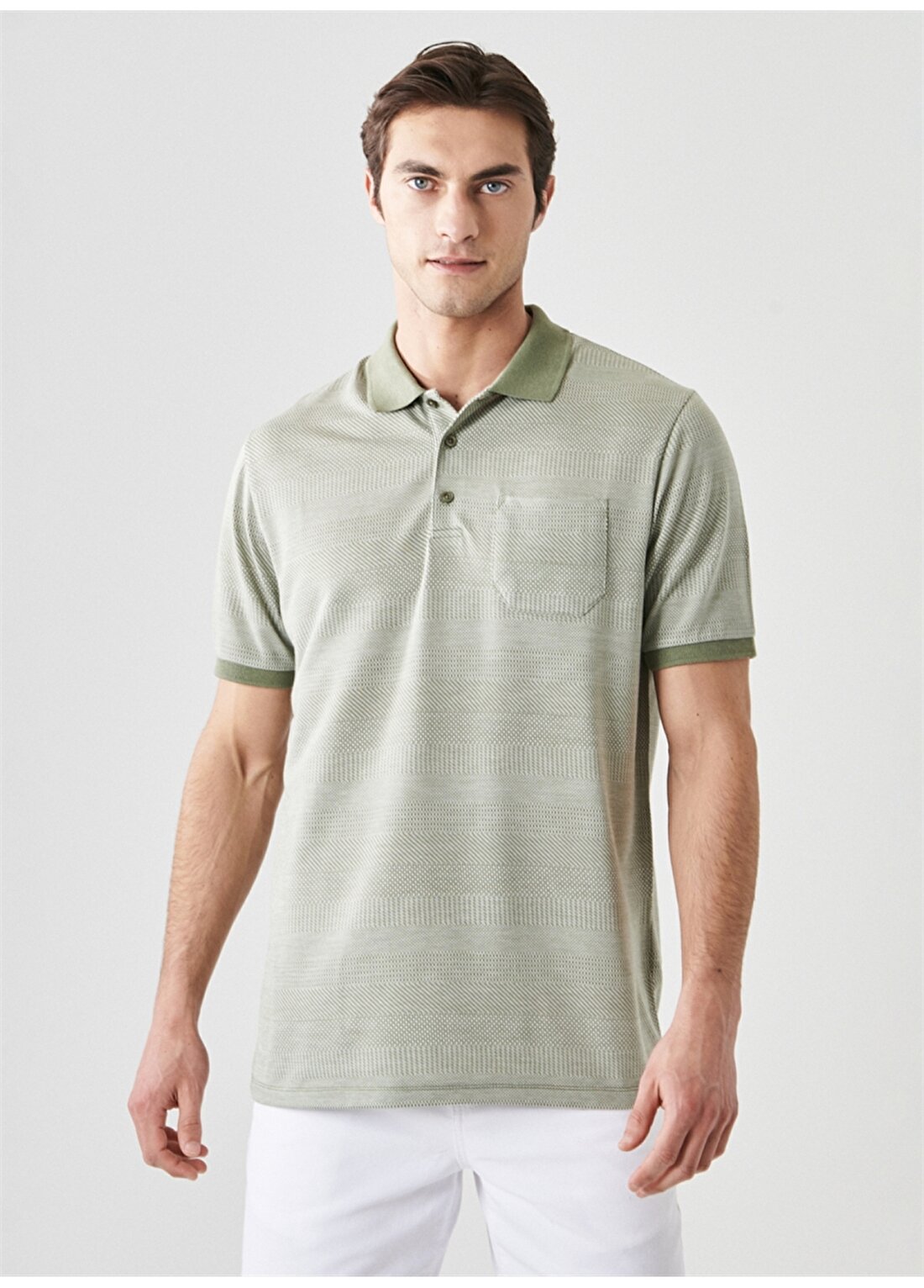 Altınyıldız Classics Polo Yaka Desenli Açık Yeşil Erkek Polo T-Shirt 4A4822200046