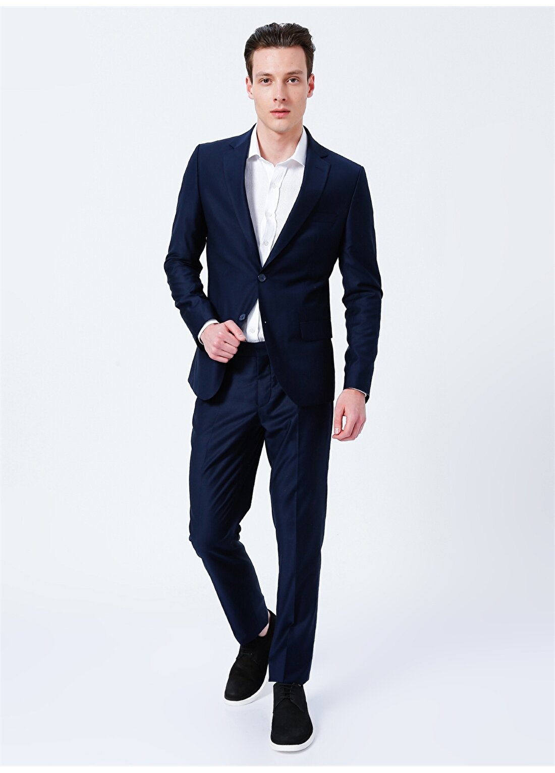 Fabrika Ceket Yaka Normal Bel Basic Düz Lacivert Erkek Takım Elbise
