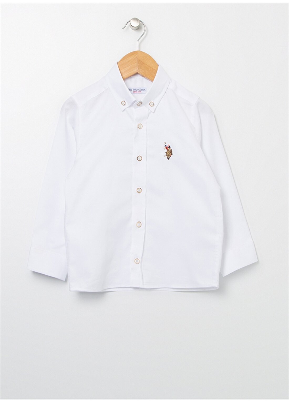 U.S. Polo Assn. Beyaz Erkek Çocuk Uzun Kollu Düz Gömlek CEDCOLORKIDS022Y