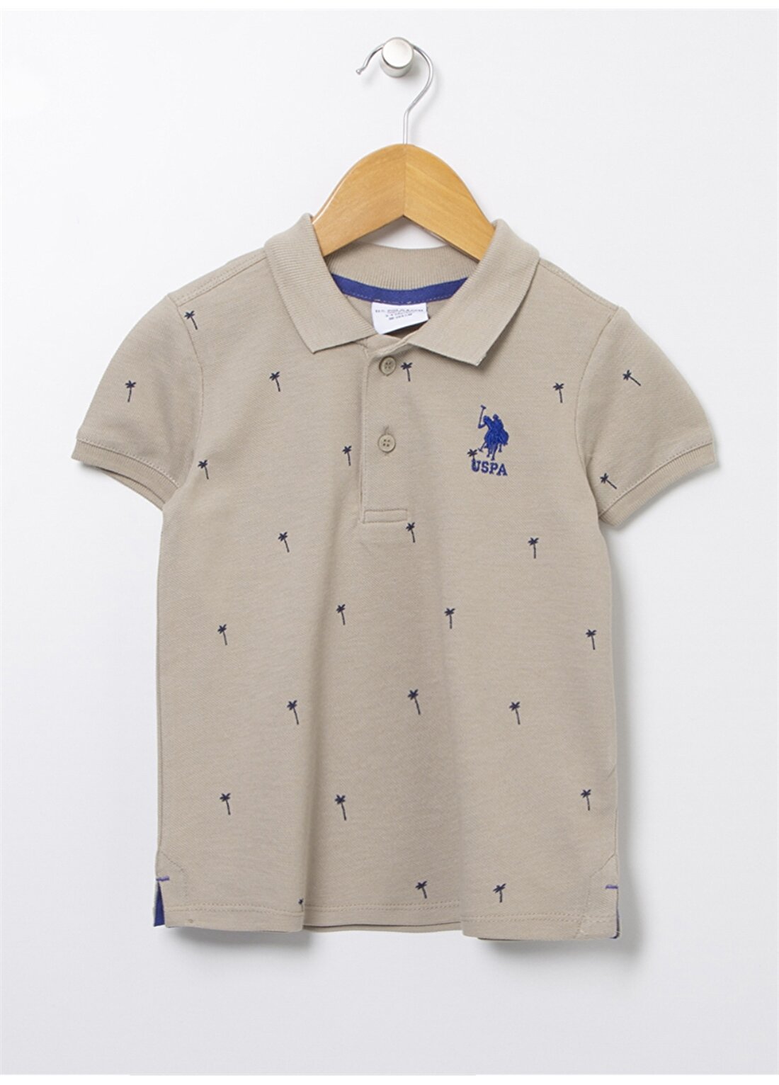 U.S. Polo Assn. Desenli Yeşil Erkek Çocuk Polo T-Shirt RIBEKIDS VR027