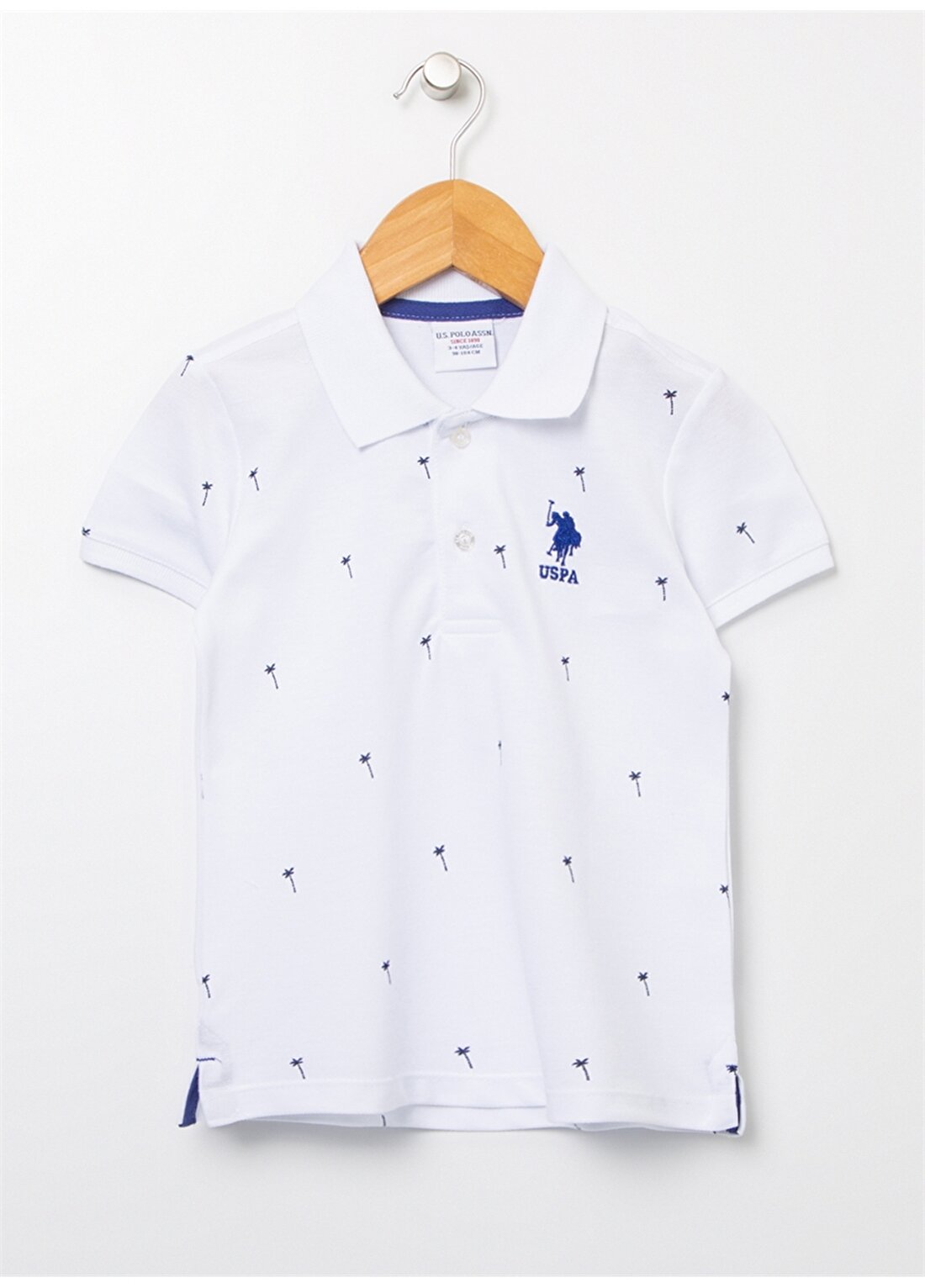 U.S. Polo Assn. Desenli Beyaz Erkek Çocuk Polo T-Shirt RIBEKIDS