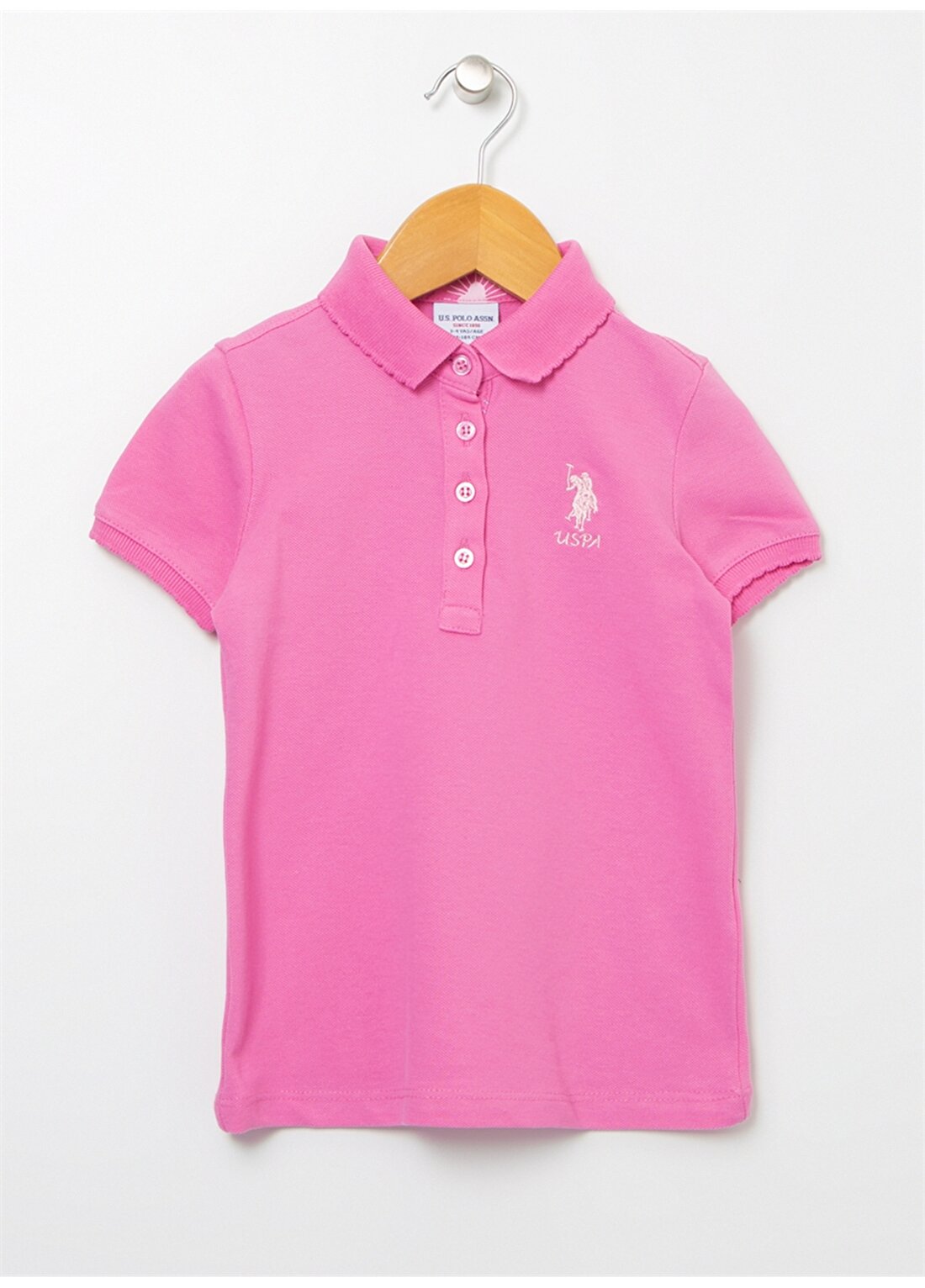 U.S. Polo Assn. Düz Pembe Kız Çocuk Polo T-Shirt TP01-IY022