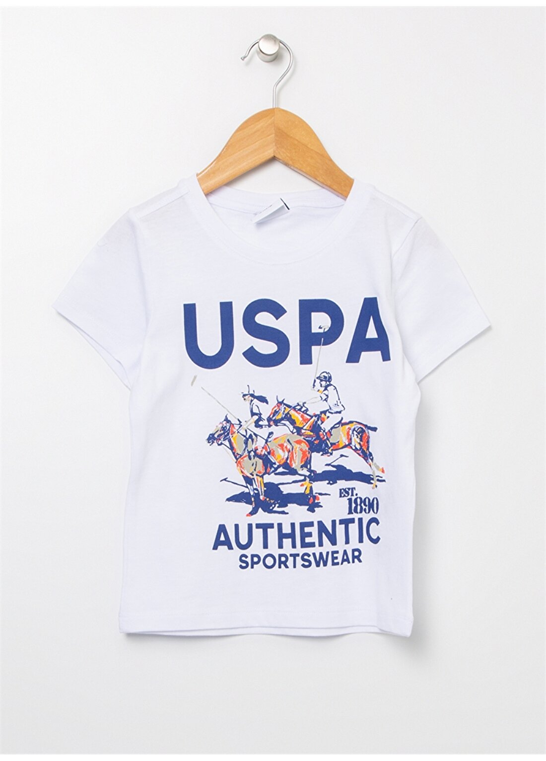 U.S. Polo Assn. Fatlıkıds Beyaz Bisiklet Yaka Normal Kalıp Erkek Çocuk T-Shirt