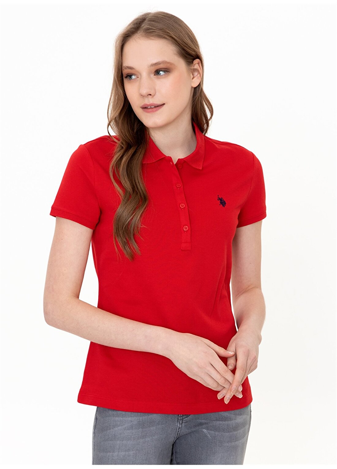 U.S. Polo Assn. Kırmızı Kadın T-Shirt - GTP-IY022.