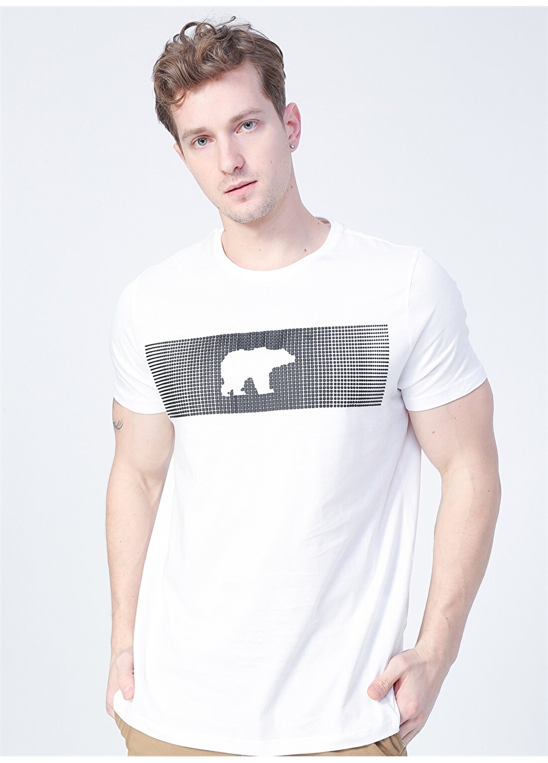 Bad Bear 20.01.07.024_Fancy O Yaka Regular Fit Baskılı Kırık Beyaz Erkek T-Shirt