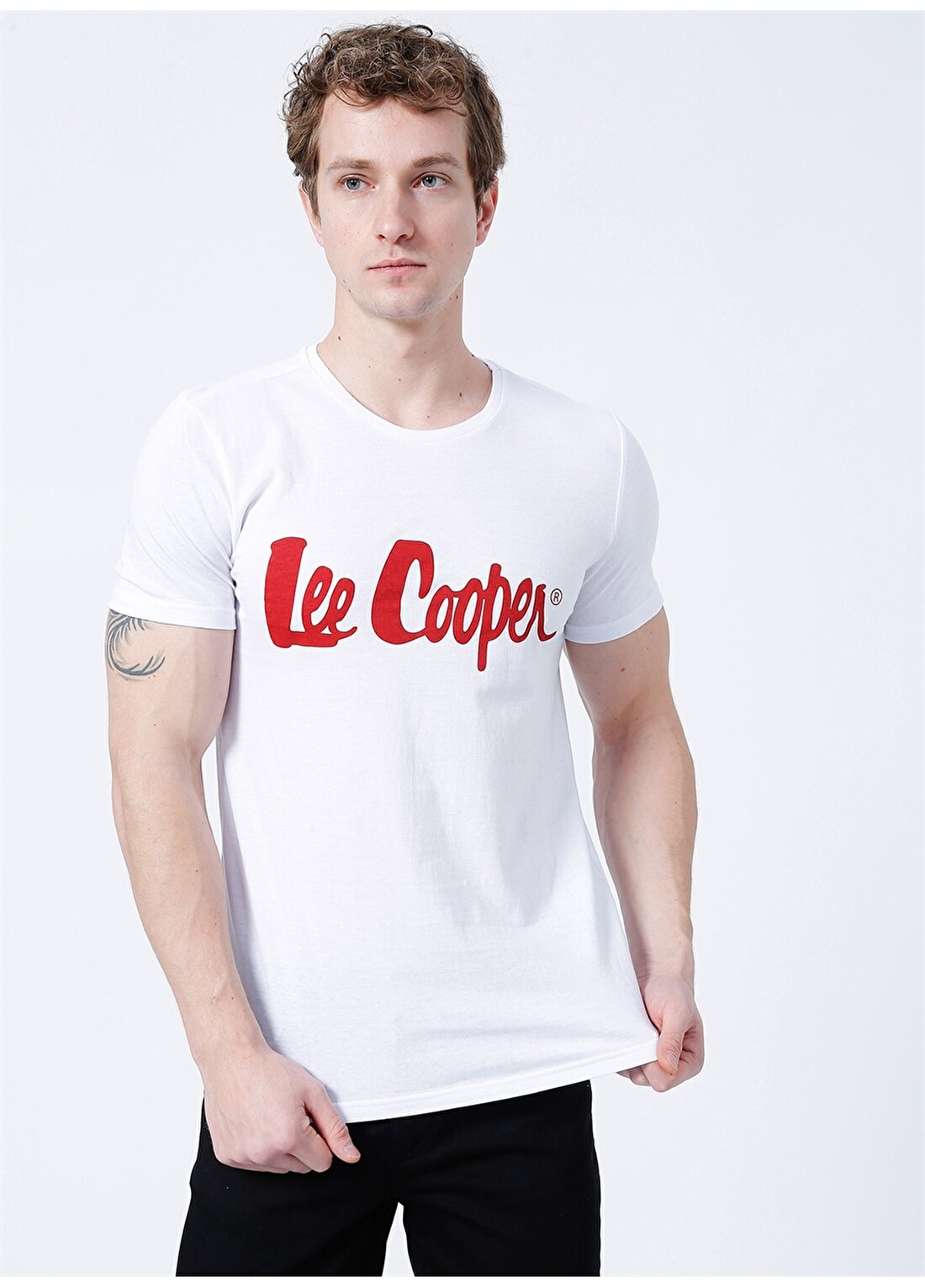 Lee Cooper Bisiklet Yaka Slim Fit Baskılı Kırık Beyaz Erkek T-Shirt - 222 LCM 242065 London Logo