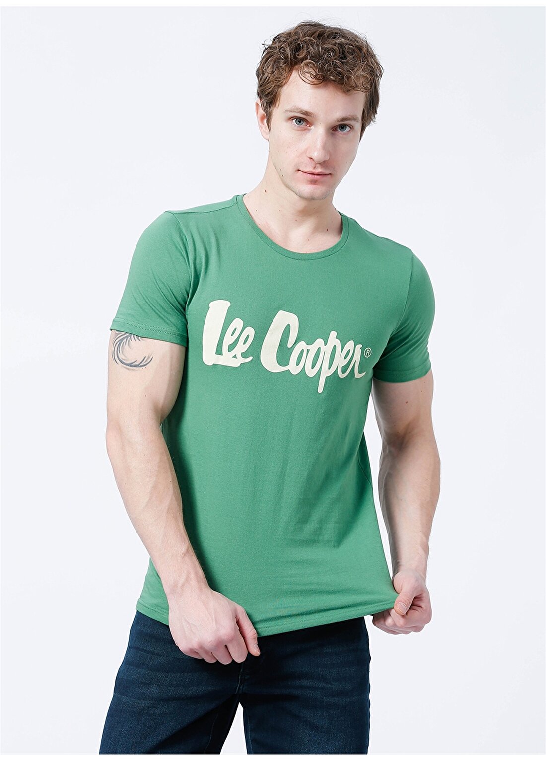 Lee Cooper Bisiklet Yaka Slim Fit Baskılı Yeşil Erkek T-Shirt - 223 LCM 242065 London Logo