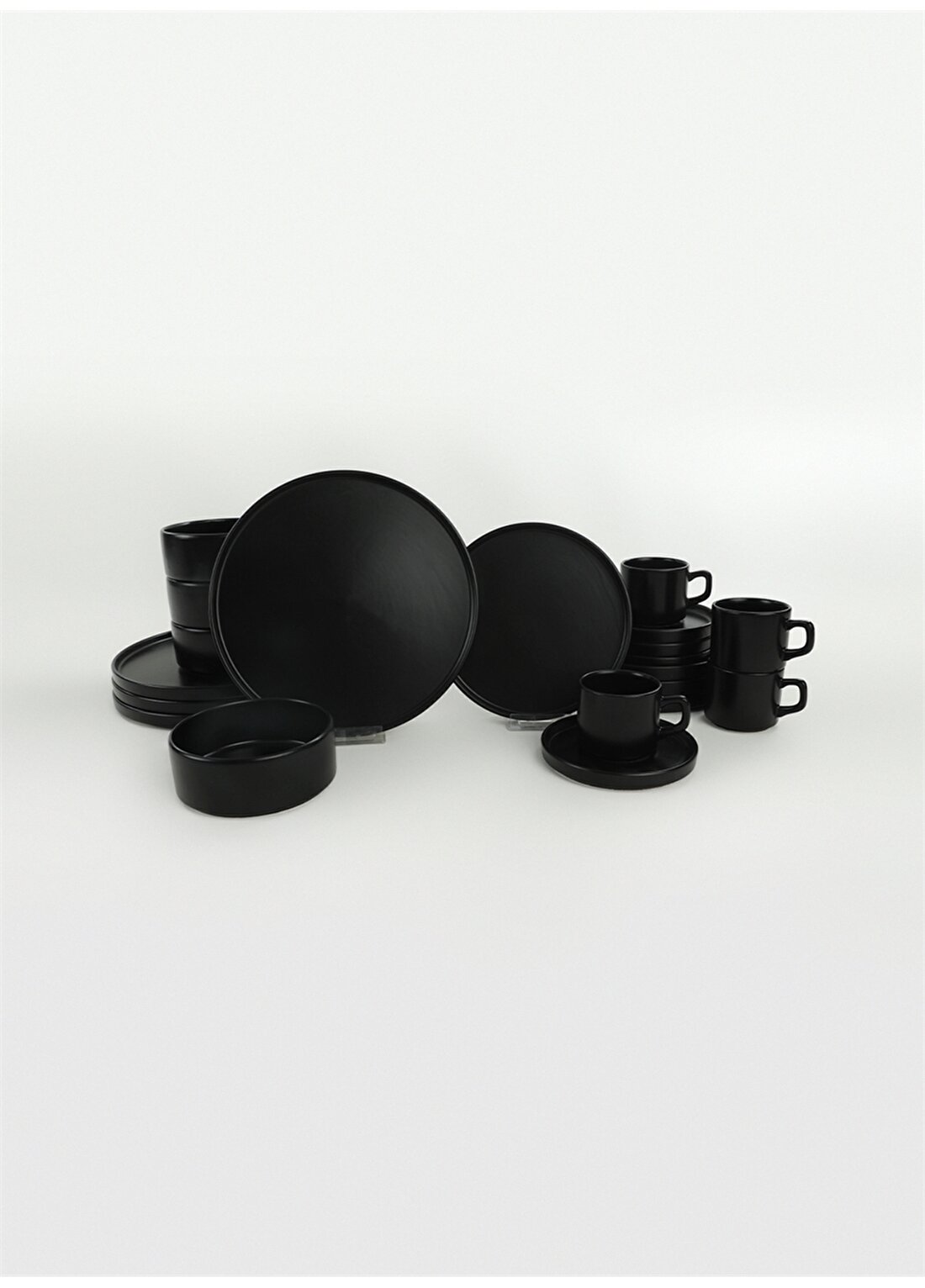 Keramika Stackable Mat Siyah Yemek Takımı 20 Parça 4 Kişilik