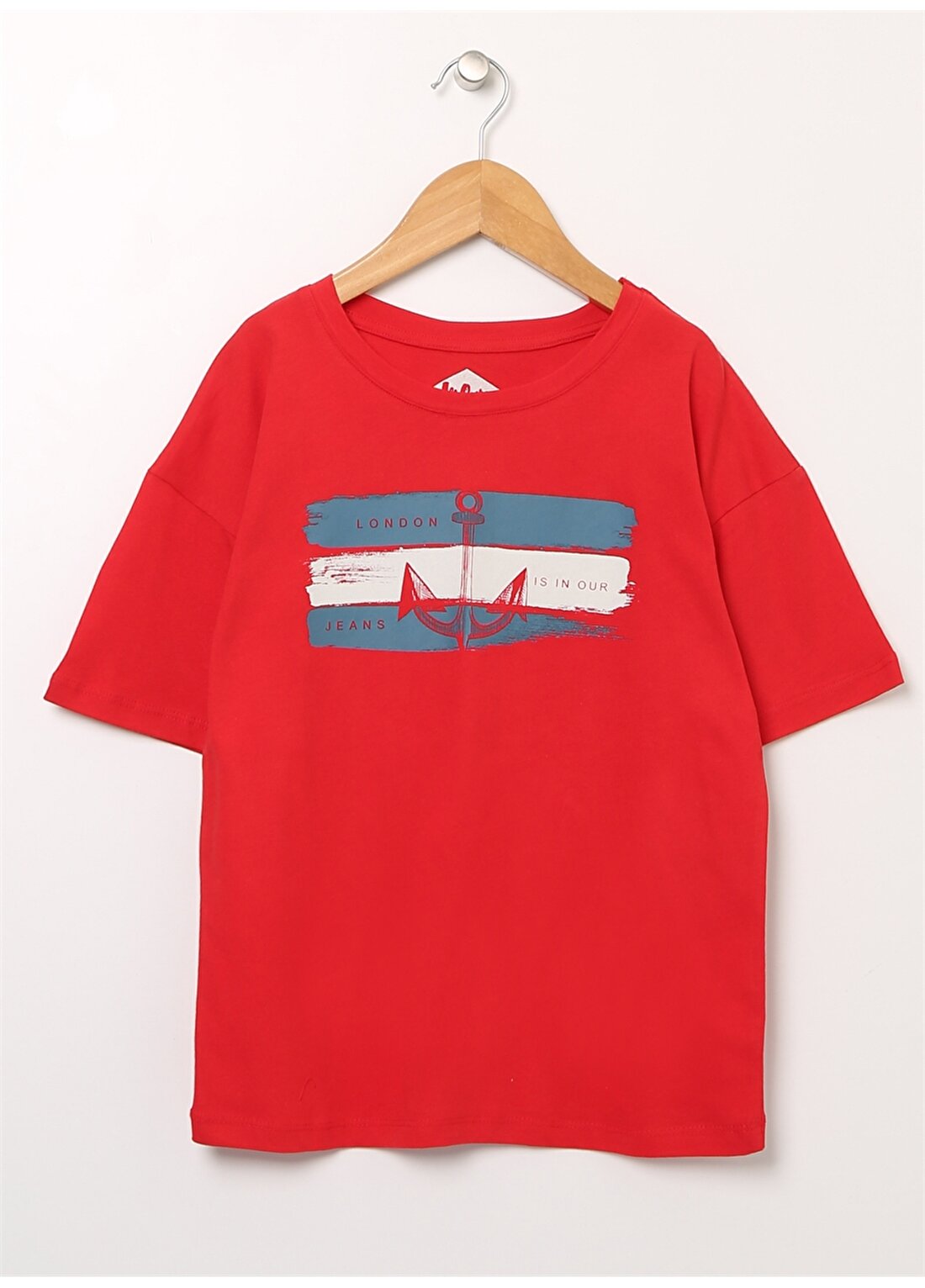 Lee Cooper Baskılı Kırmızı Erkek Çocuk T-Shirt 222 LCB 242007 LONDON KIRMIZI