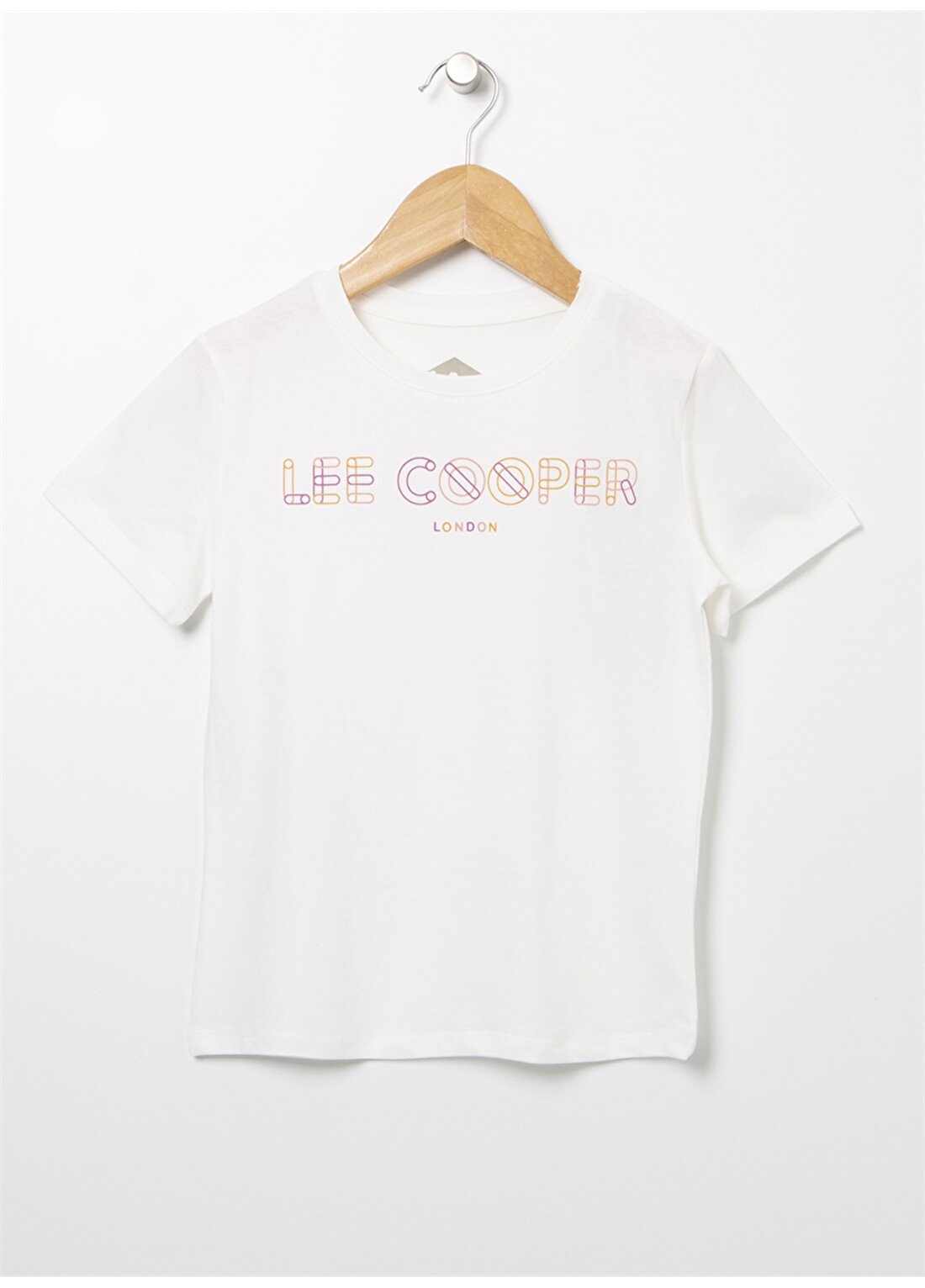 Lee Cooper Açık Beyaz Kız Çocuk Bisiklet Yaka Kısa Kollu Baskılı T-Shirt 222 LCG 242005 NEON OFF WHITE