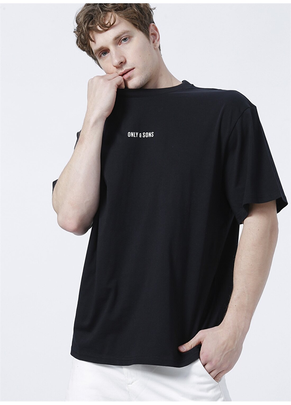 Only & Sons Oversize Siyah Erkek T-Shirt - 22023993_Onso&Sons Ovs Ss Logo Tee
