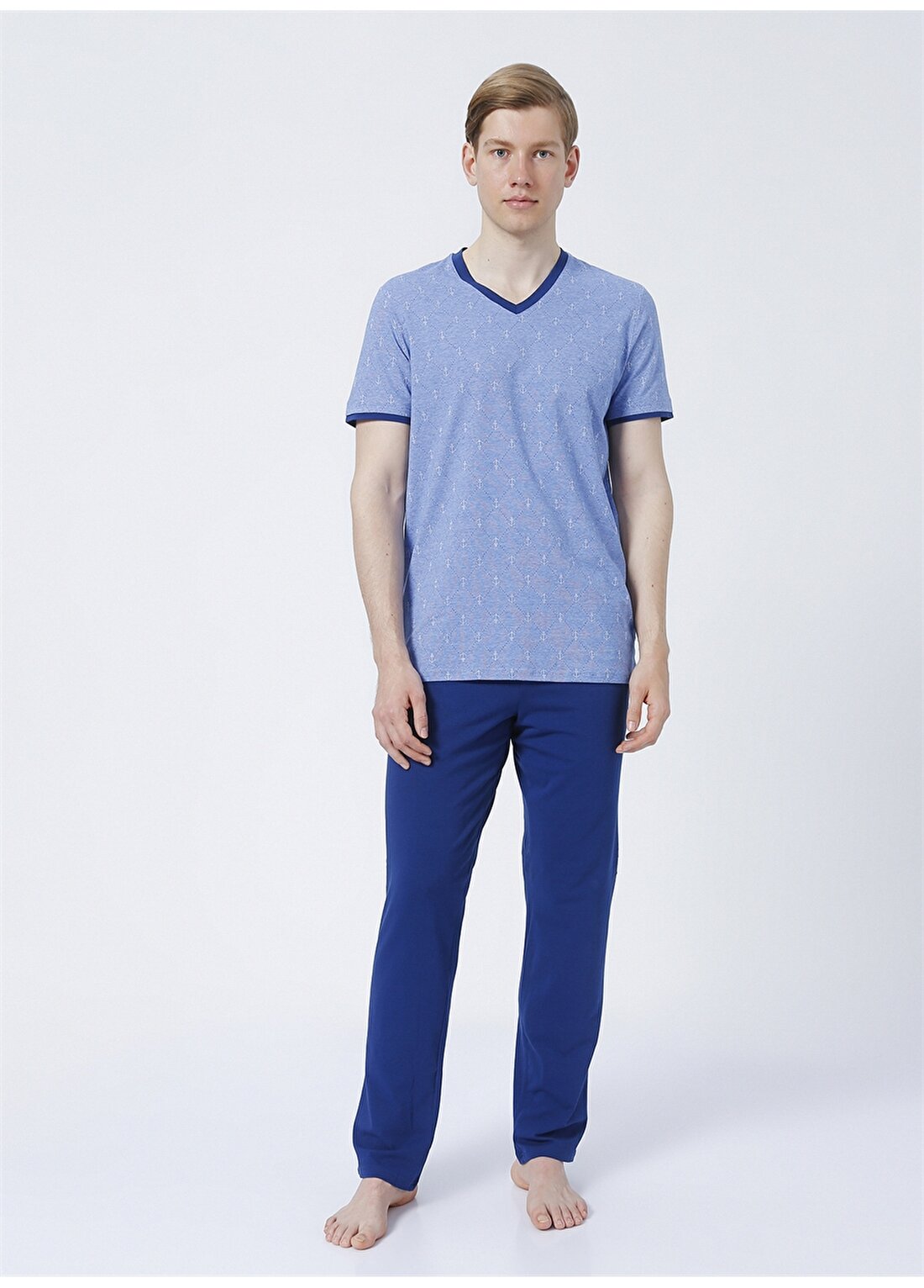 Blackspade 30818 Normal Bel Baskılı Mavi Erkek Pijama Takımı
