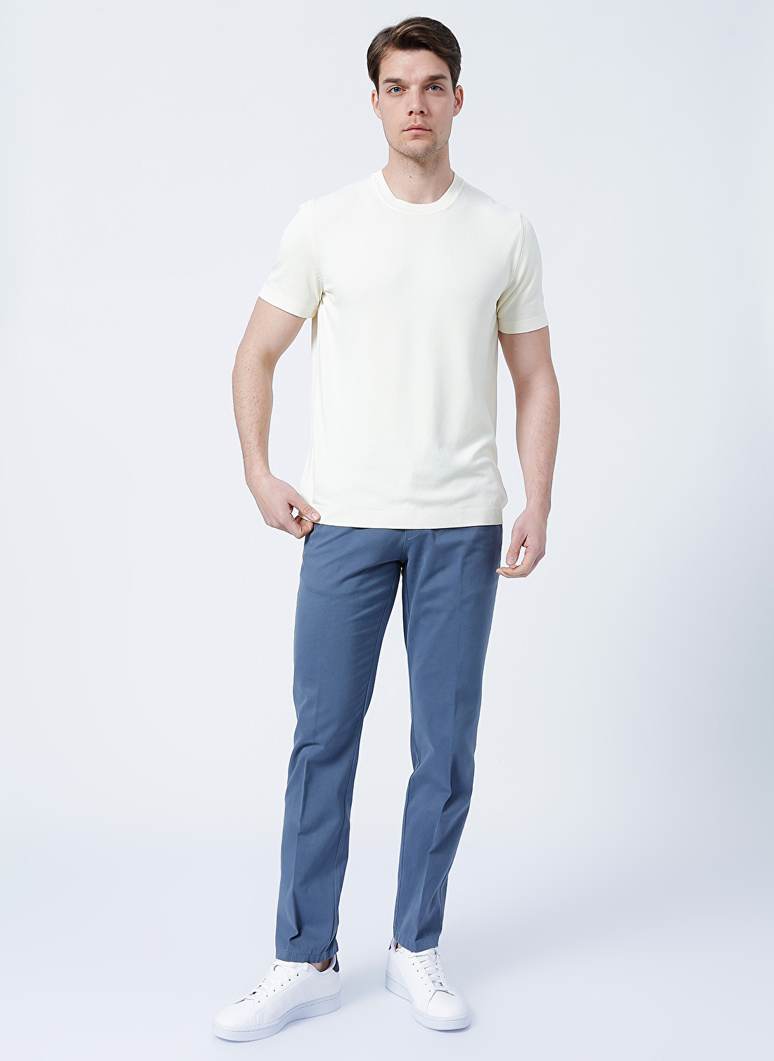 Privé  Normal Bel Comfort Fit  Gri - Mavi Erkek Pantolon  -  4BX012220001