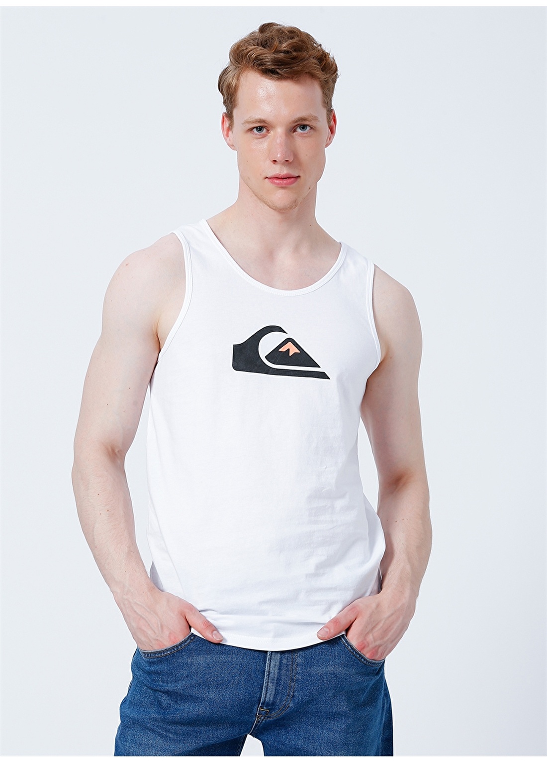 Quiksilver EQYZT06675 Comp Logo Tank Bisiklet Yaka Normal Kalıp Baskılı Beyaz Erkek Atlet