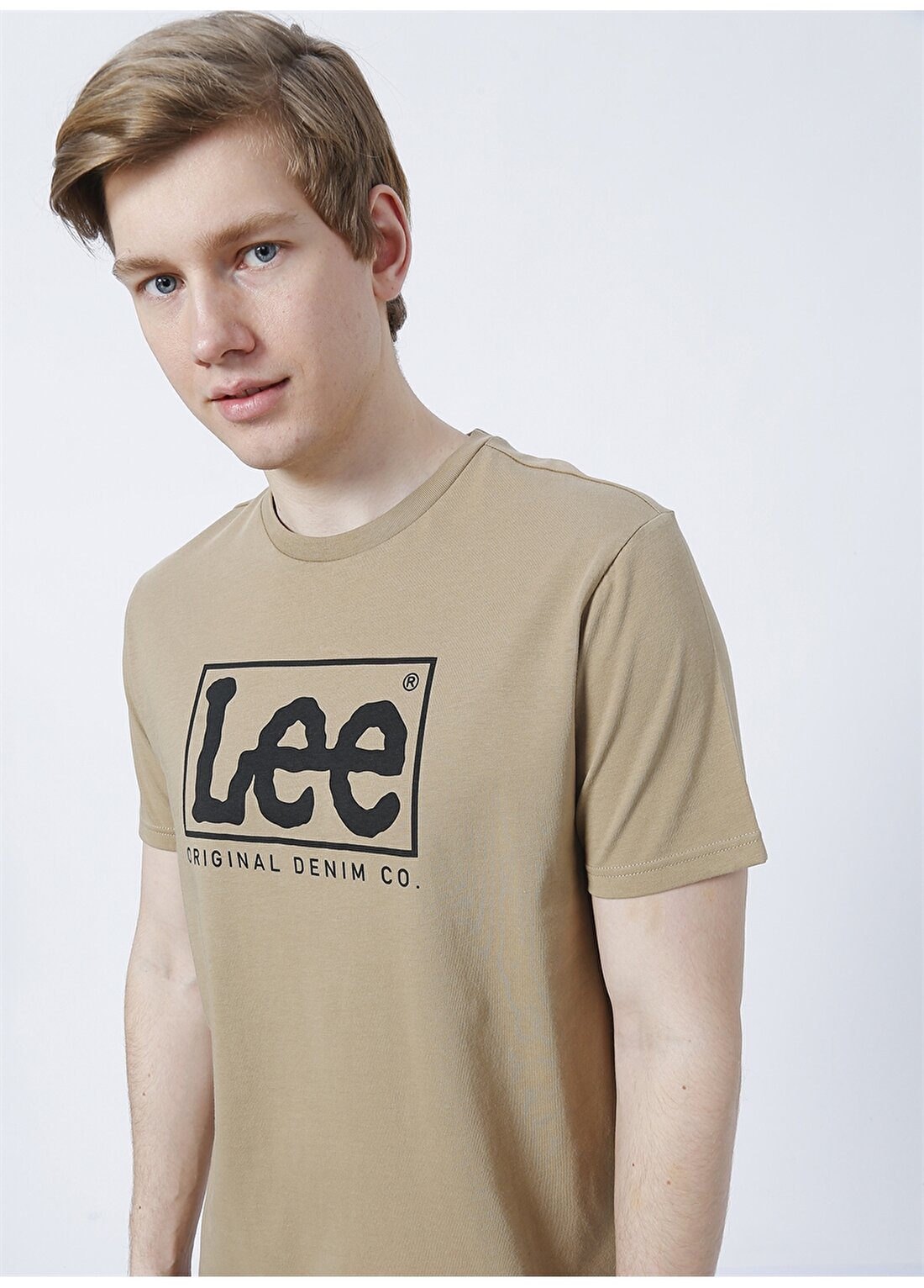 Lee L68tys56 O Yaka Regular Fit Baskılı Bej Erkek T-Shirt
