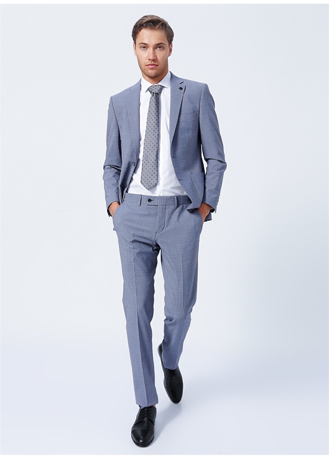 Beymen Business Normal Bel Slim Fit Lacivert - Beyaz Erkek Takım Elbise 4B3022200008