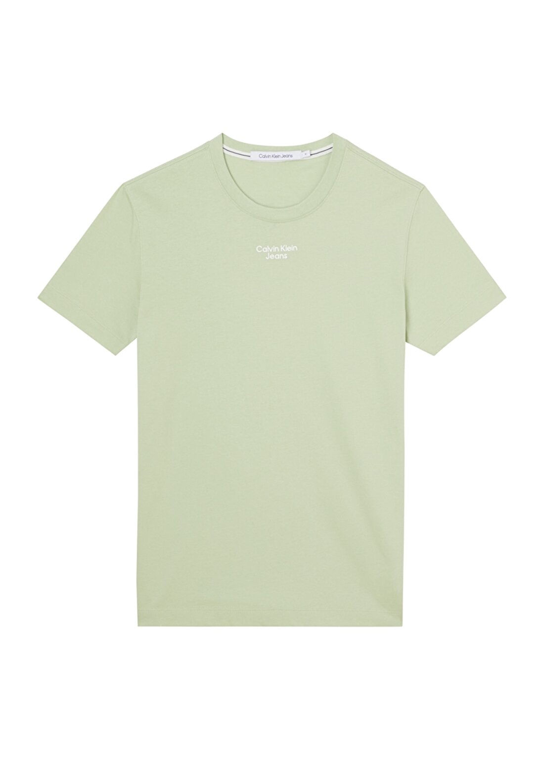 Calvin Klein Jeans Yeşil Erkek Bisiklet Yaka Baskılı T-Shirt J30J320595-L99 STACKED LOGO TEE