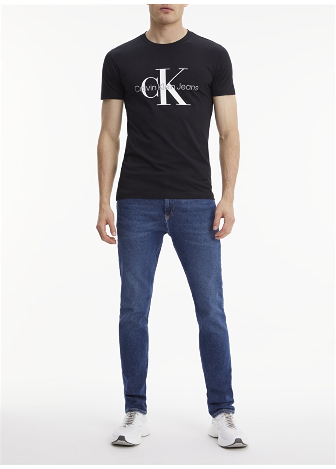 Calvin Klein Jeans Siyah Erkek Bisiklet Yaka Düz T-Shirt J30J320935-BEH CORE MONOGRAM