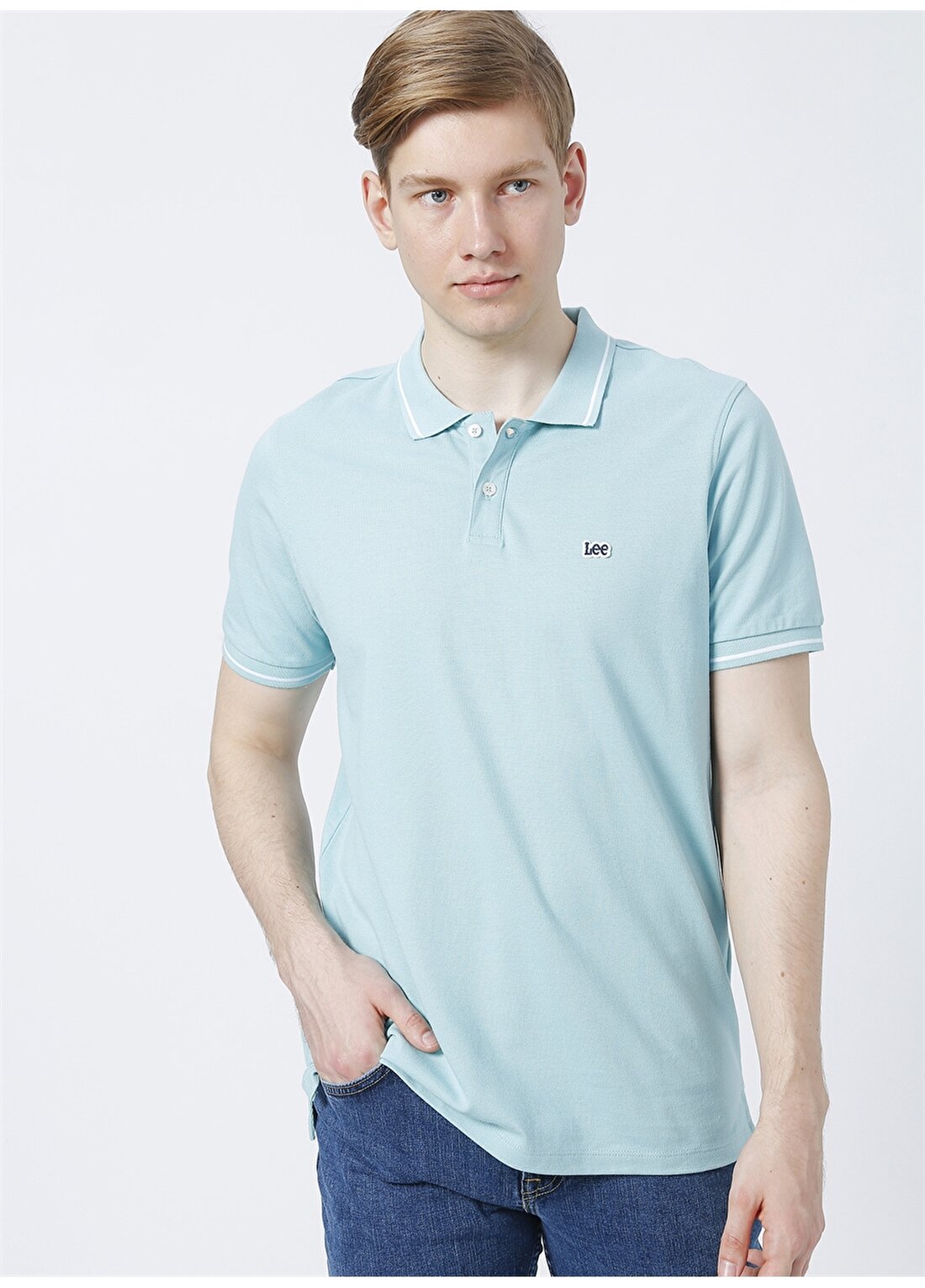 Lee Açık Mavi Erkek Polo T-Shirt L61ARLUD_ Polo T-Shirt