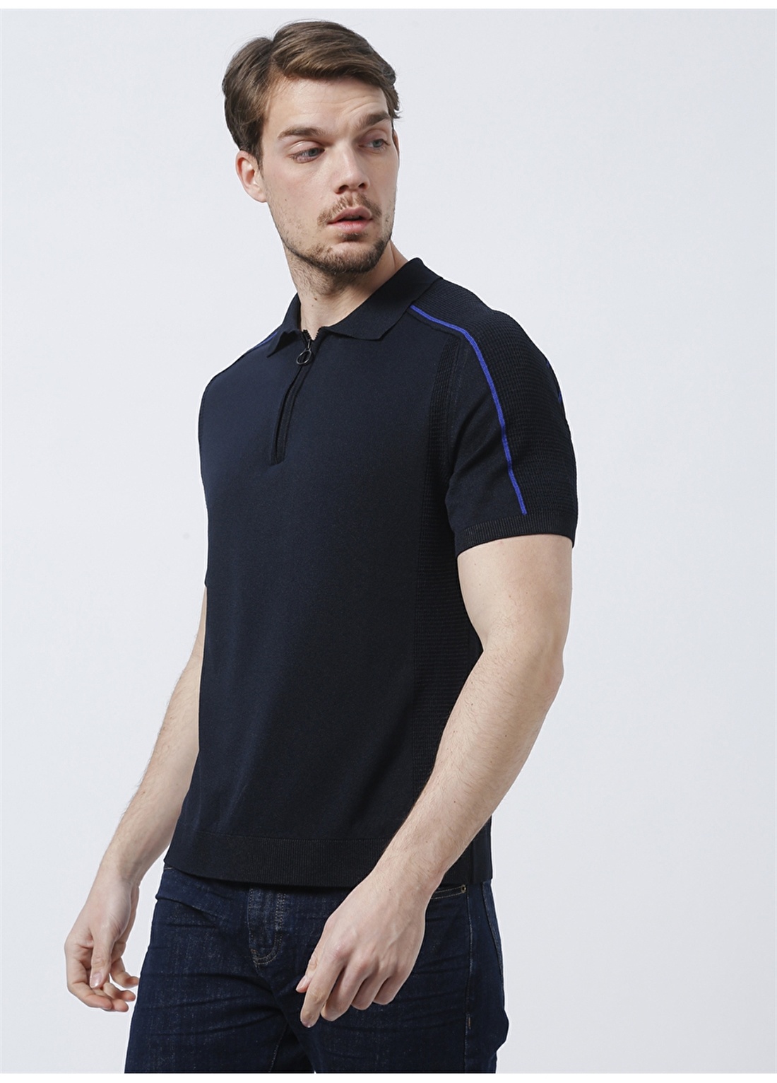 Gualtiero Manuele Giorgi GU22MSS04121 Polo Yaka Slim Fit Lacivert Erkek Kazak