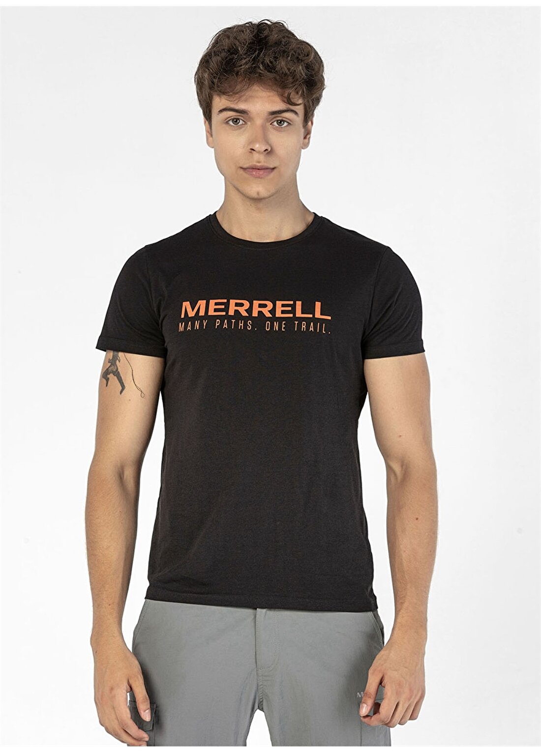 Merrell Bisiklet Yaka Baskılı Siyah Erkek T-Shirt M2TITLE 10010 TITLE M