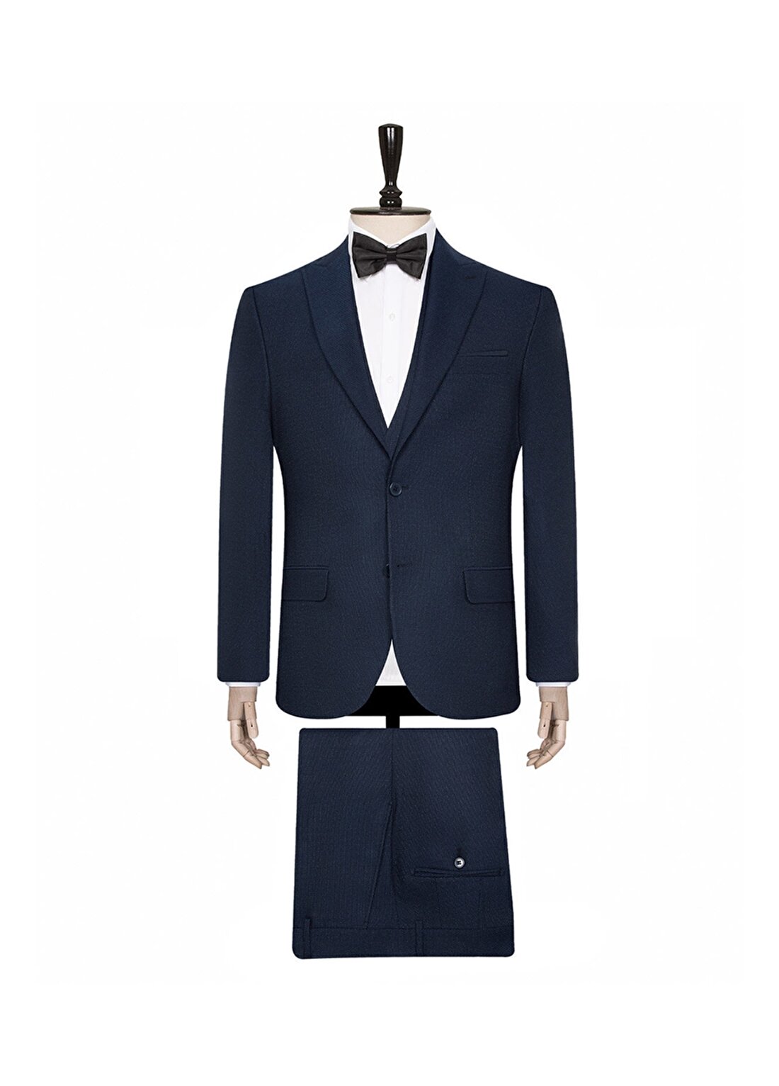 Süvari TK1020000211 Mono Yaka Normal Bel Slim Fit Armürlü Mavi Erkek Takım Elbise