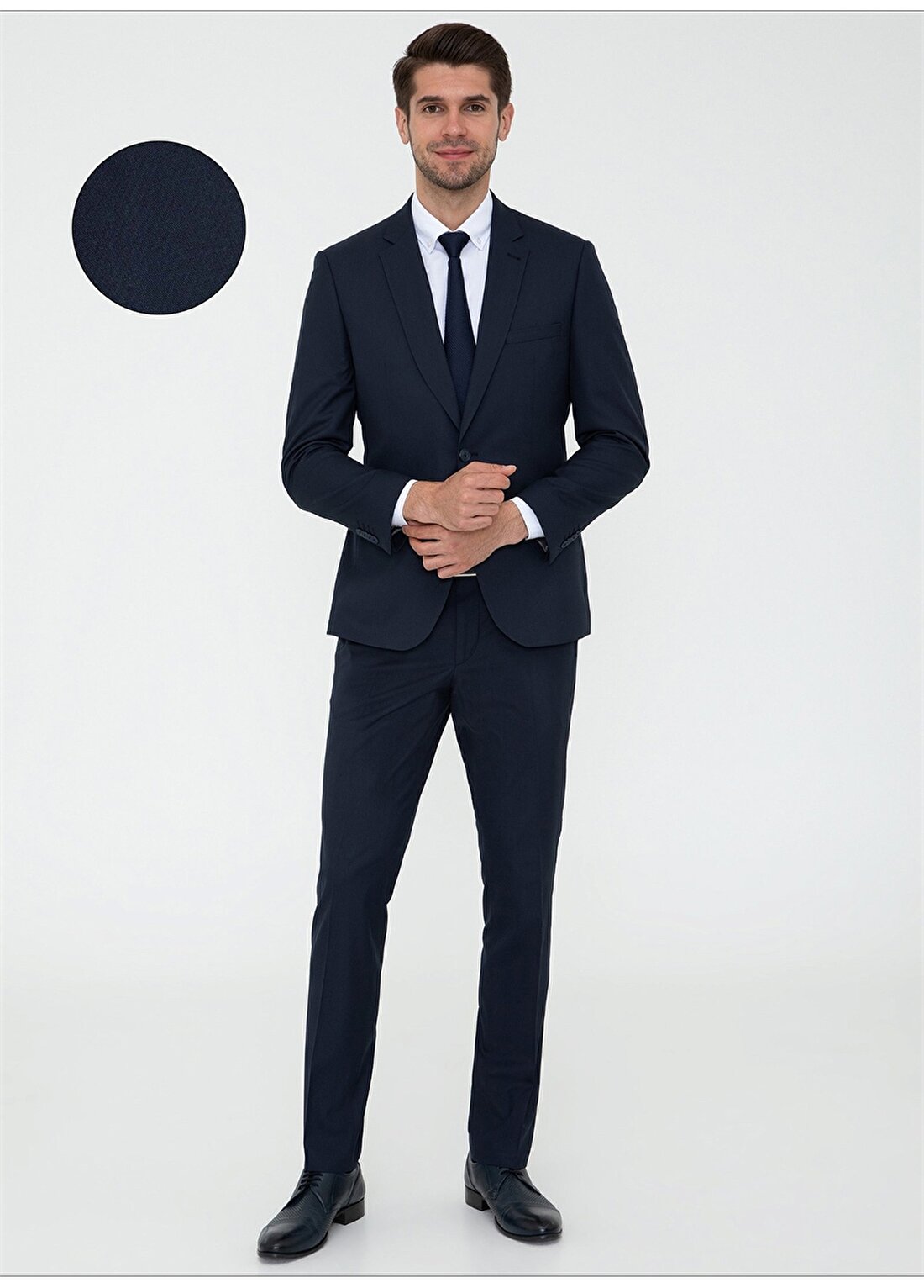 Pierre Cardin N00040/ST Mono Yaka Normal Bel Slim Fit Düz Lacivert Erkek Takım Elbise