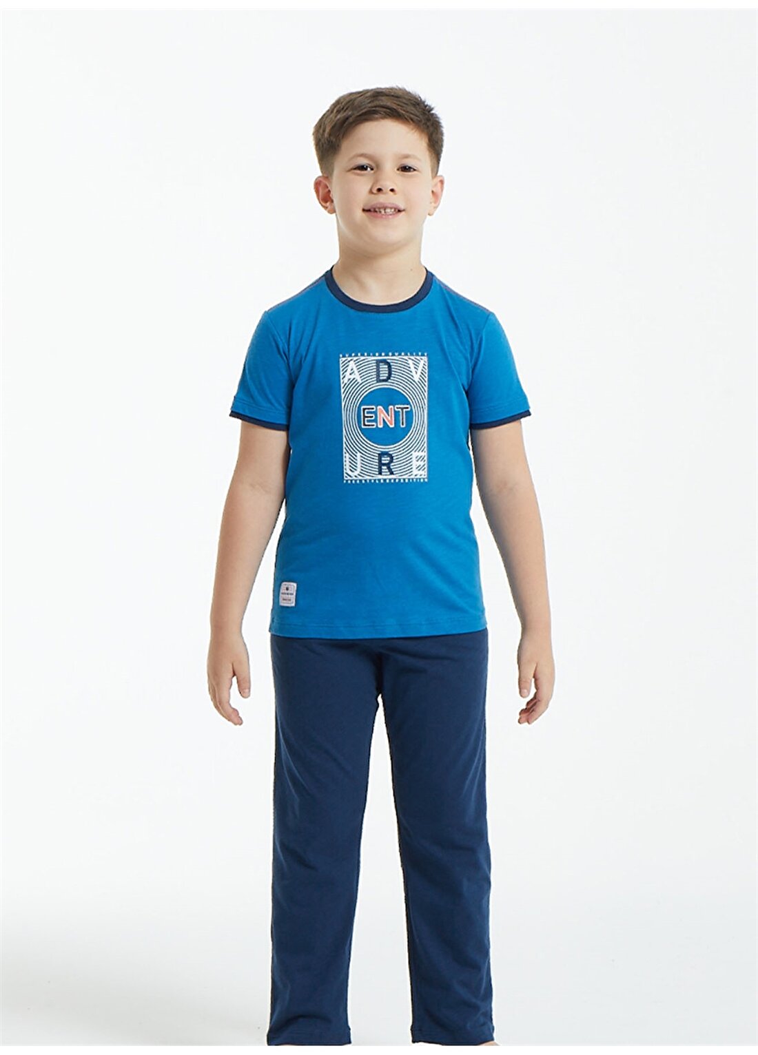 Blackspade 30842 Yuvarlak Yaka Normal Bel Normal Kalıp Düz Mavi - Lacivert Erkek Çocuk Pijama Takımı