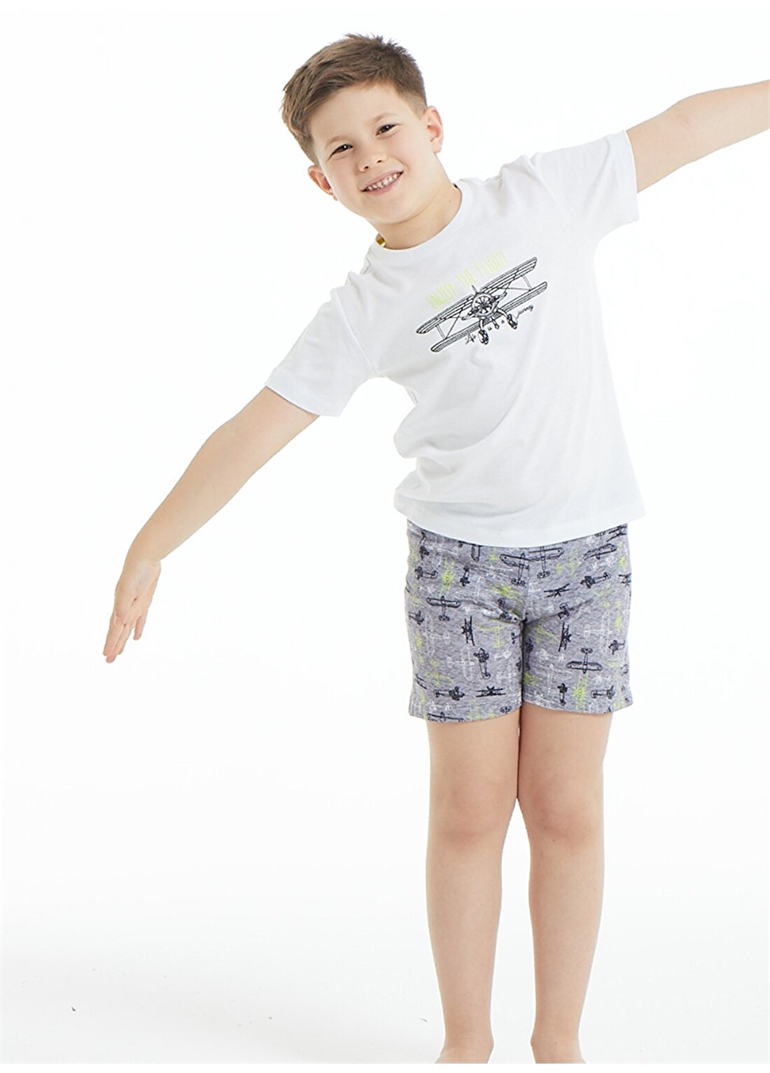 Blackspade Beyaz Erkek Çocuk Yuvarlak Yaka Pijama Takımı 30883
