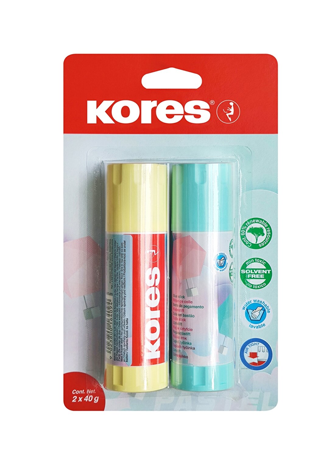 Kores Beyaz Çocuk Yapıştırıcı Glue Stick Yapıştırıcı 2 X 40Gr