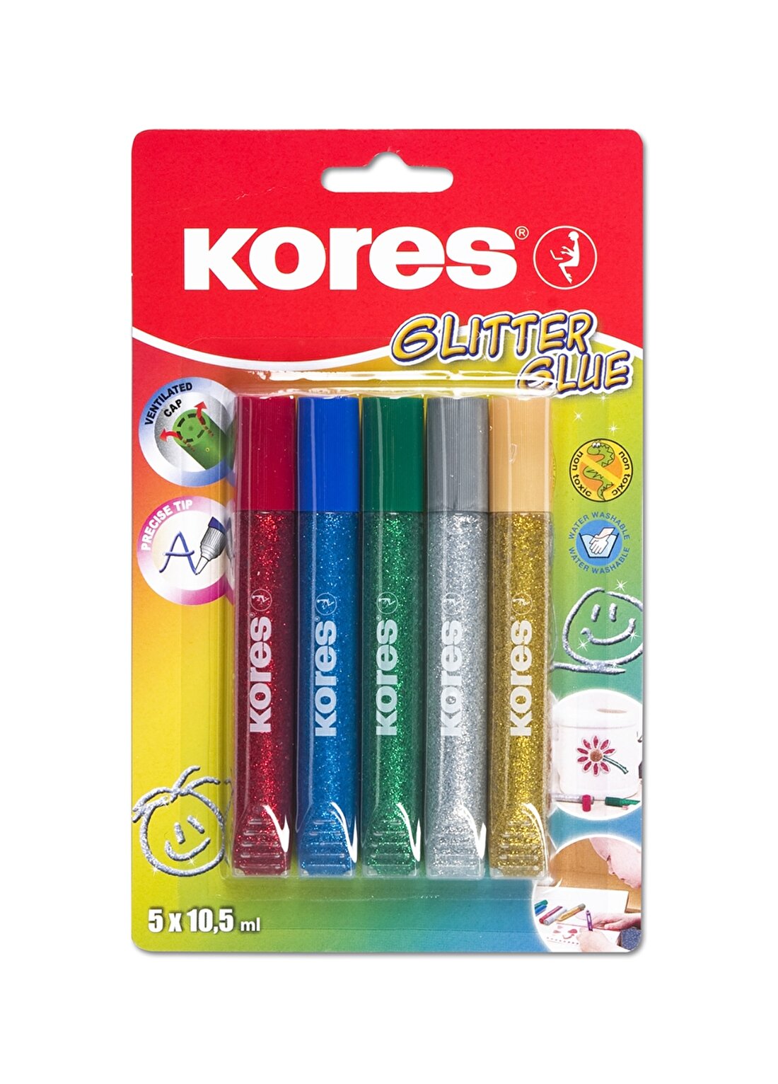 Kores Çok Renkli Çocuk Yapıştırıcı Kores Glitter Sıvı Yapıştırıcı