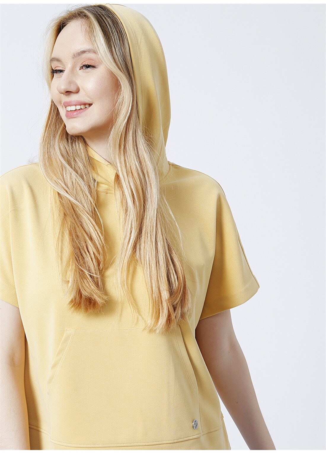 Pierre Cardin Harpi Kapüşonlu Regular Fit Düz Sarı Kadın Sweatshirt