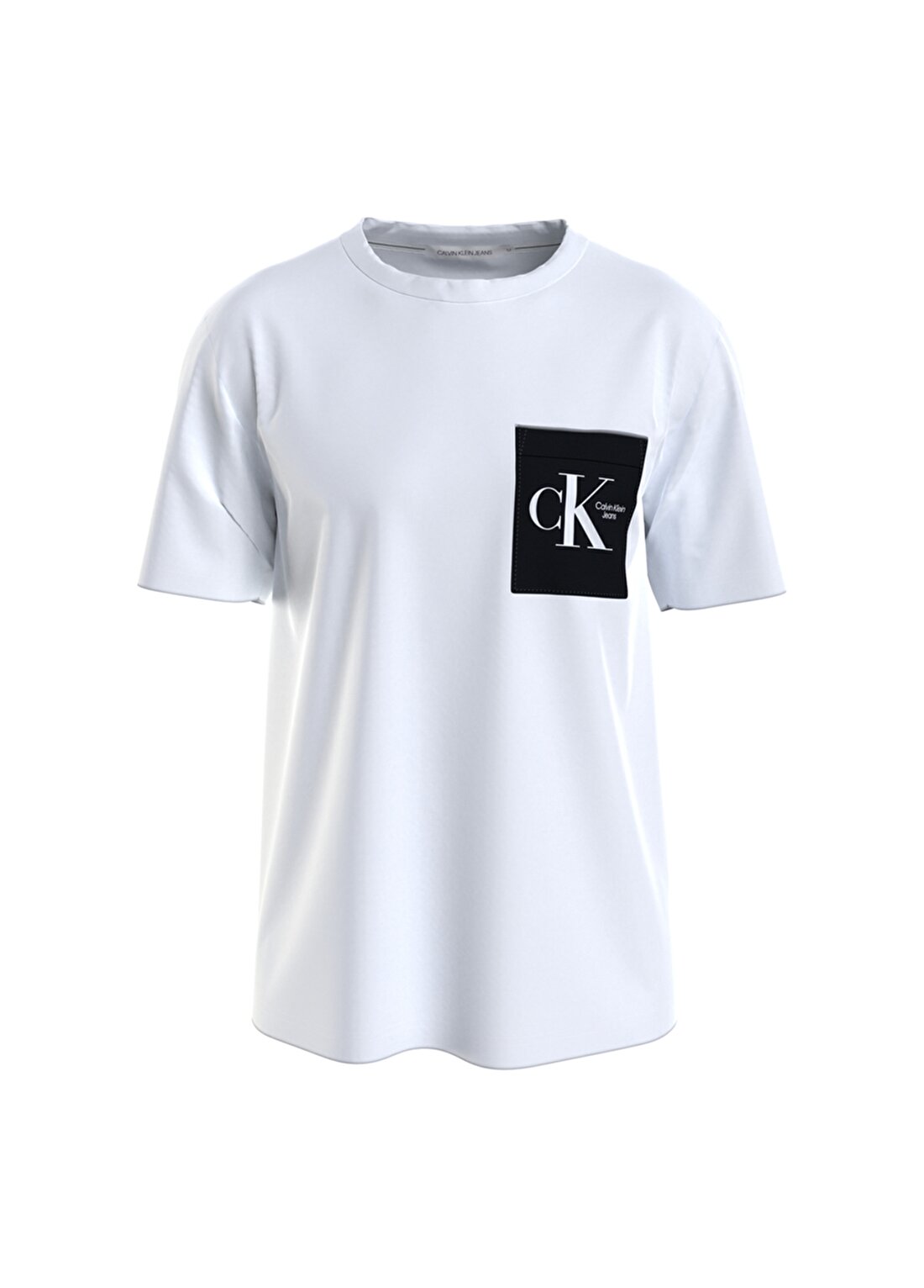 Calvin Klein Jeans Beyaz Erkek Bisiklet Yaka Düz T-Shirt J30J320192-YAF_DYNAMIC CK CONTRAST