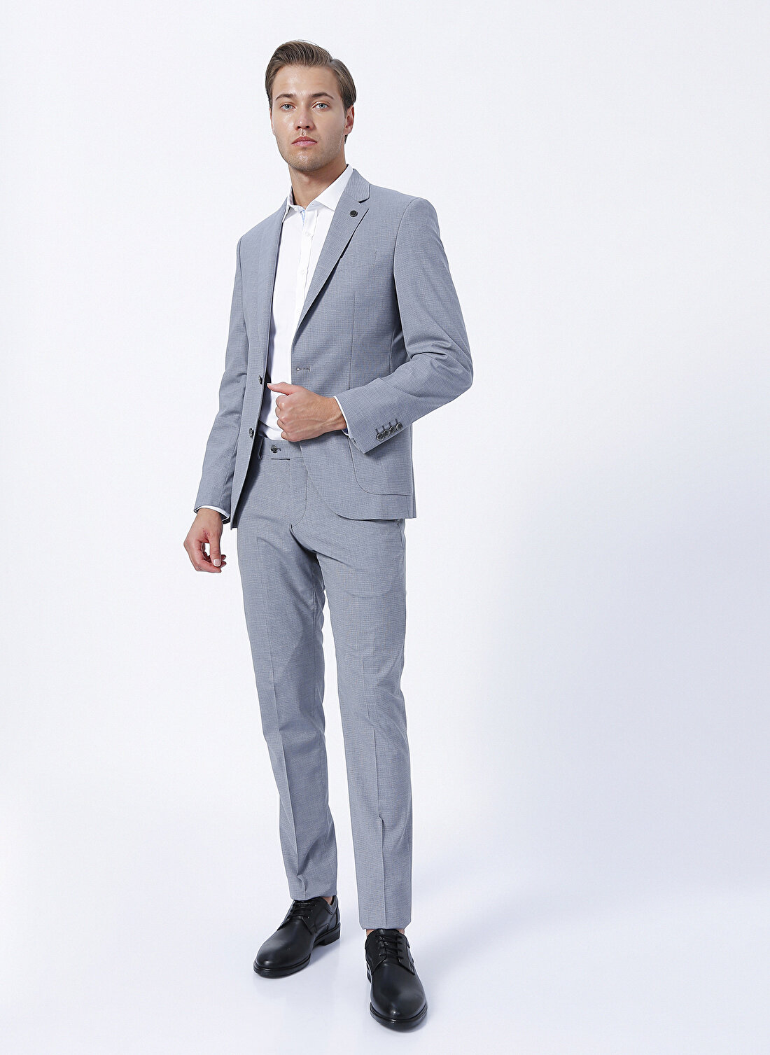 Beymen Business Normal Bel Regular Fit Gri - Mavi Erkek Takım Elbise 4B3022200011