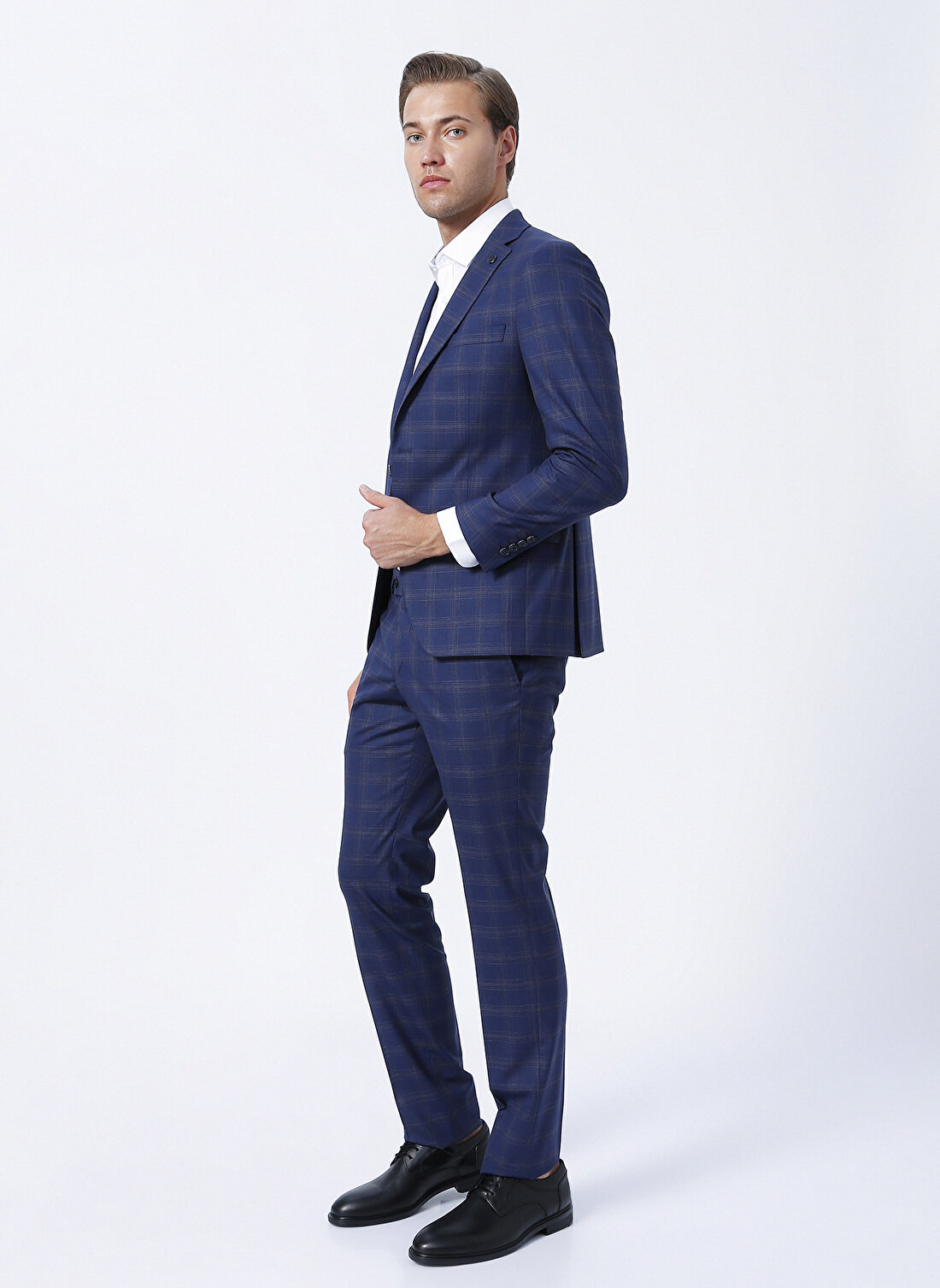 Beymen Business Normal Bel Slim Fit Lacivert Melanj Erkek Takım Elbise 4B3022200014