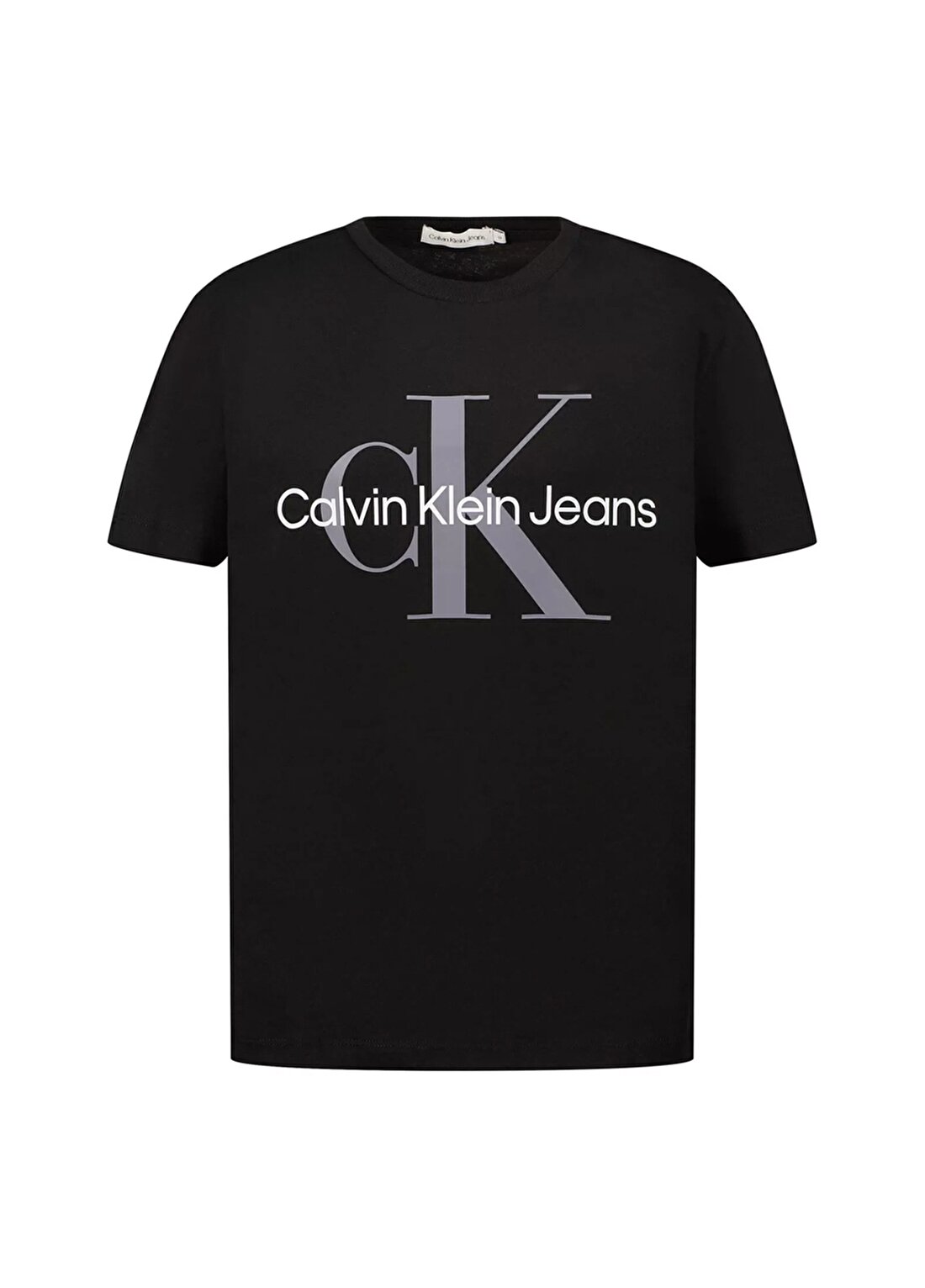 Calvin Klein Siyah Erkek Çocuk Bisiklet Yaka Kısa Kollu Düz T-Shirt IU0IU00267,MONOGRAM LOGO T-SHIRT